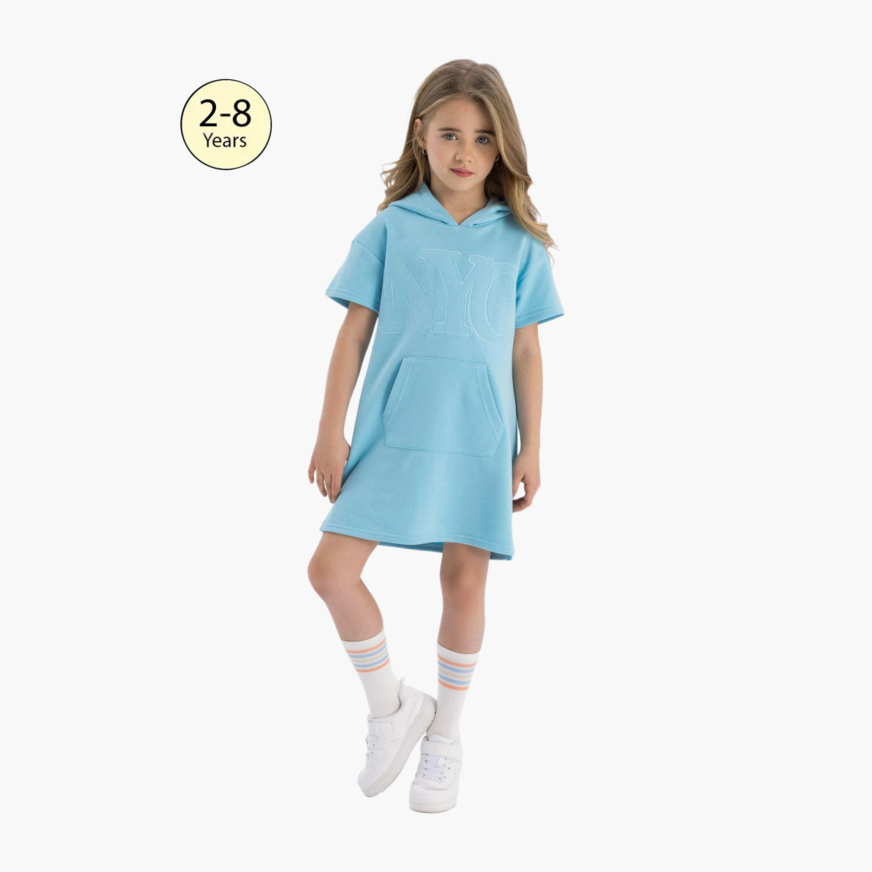 فستان من الصوف بأكمام قصيرة وغطاء للرأس من مينوتي-girls-clothing-dressesandjumpsuits-image-1