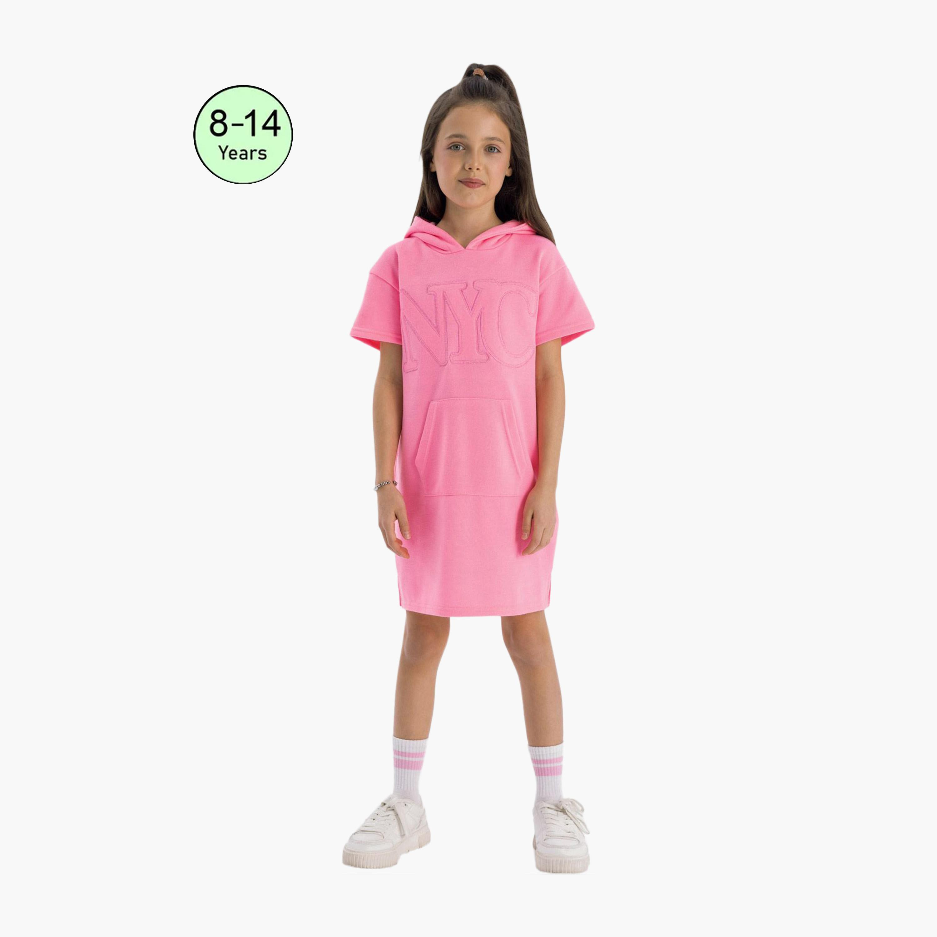 فستان من الصوف بأكمام قصيرة وغطاء للرأس من مينوتي-girls-clothing-dressesandjumpsuits-image-1