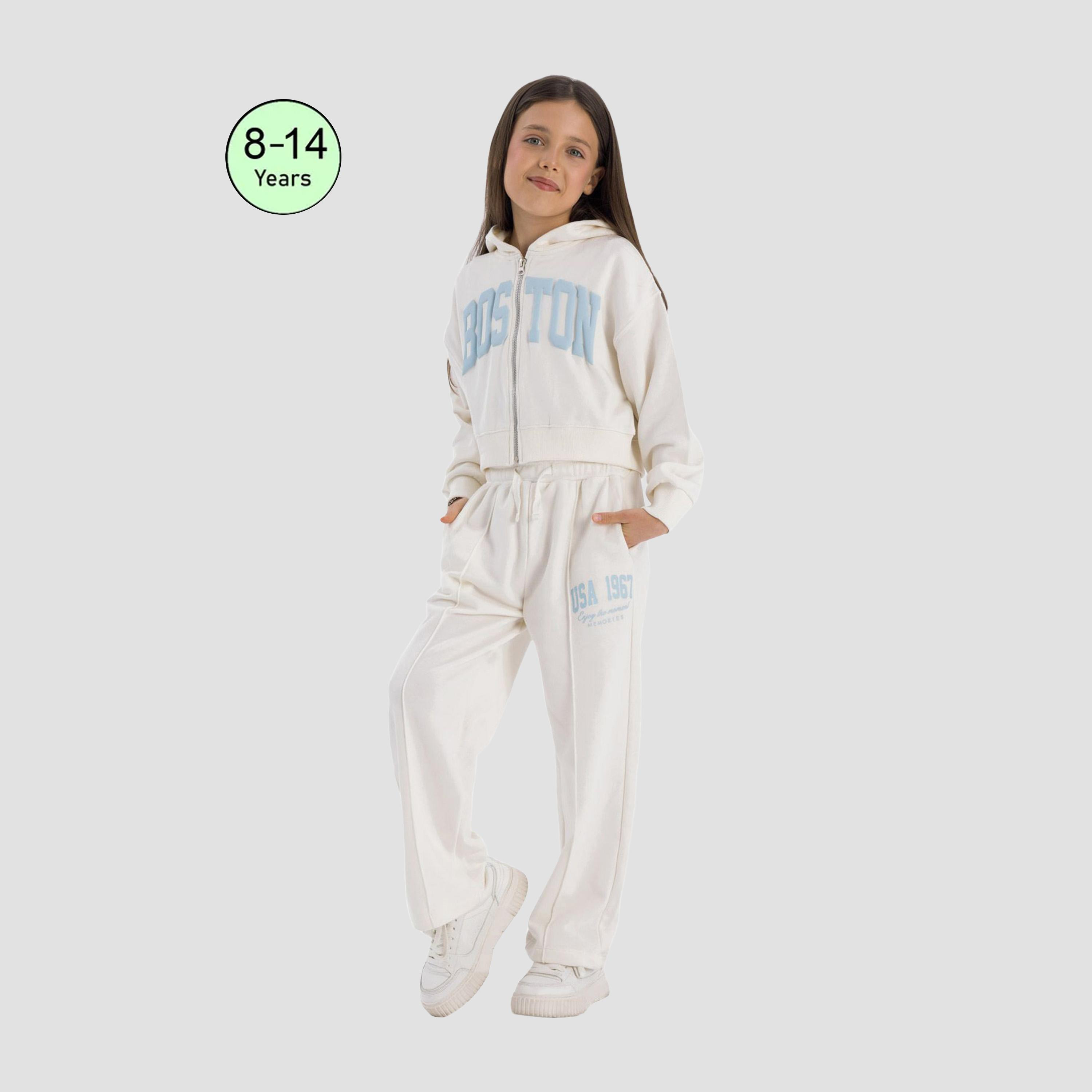 Minoti Zip Through Crop Hoodie & Wide Leg Joggers Set-girls-clothing-setsandcoords-image-1
