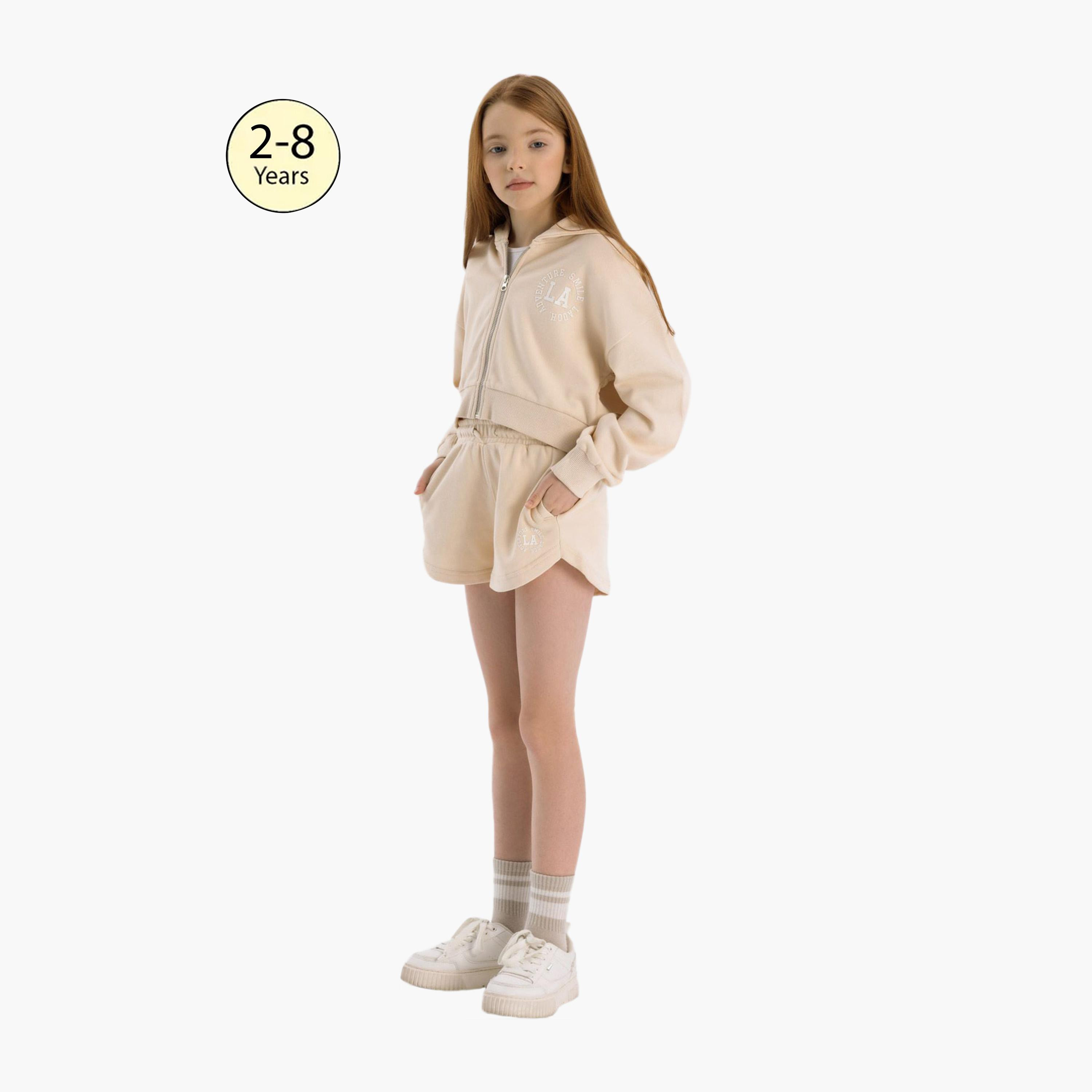 Minoti Zip Through Hoodie & Shorts Set-girls-clothing-setsandcoords-image-1