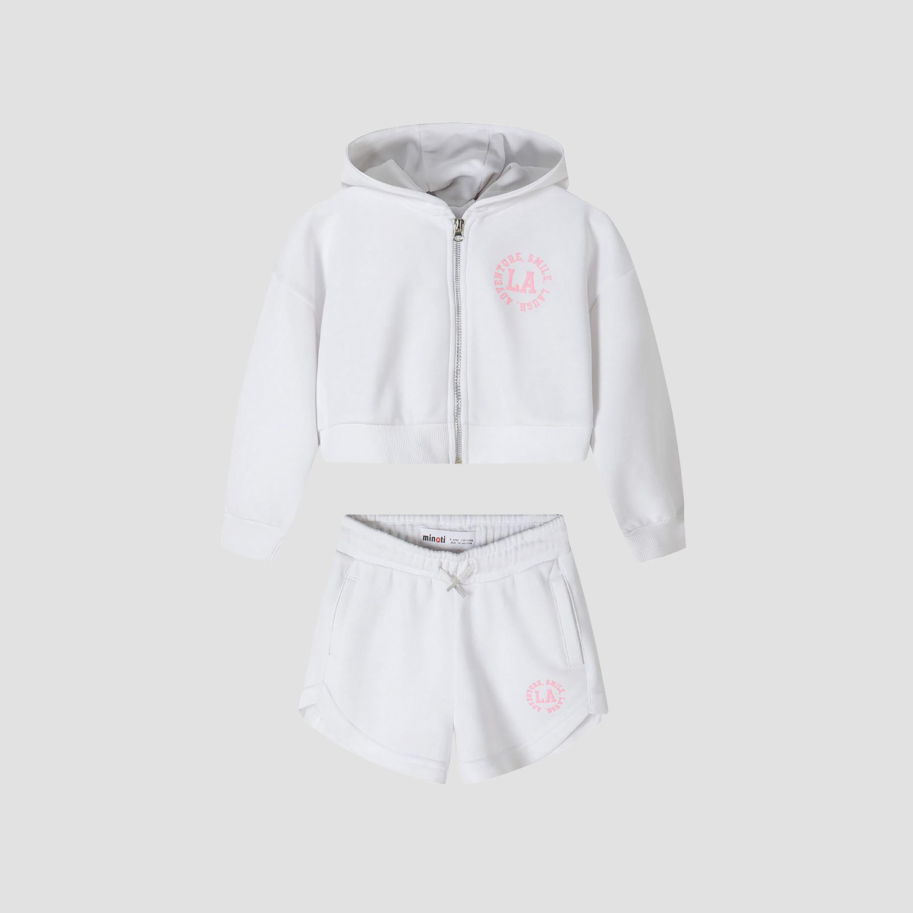 Minoti Zip Through Hoodie & Shorts Set-girls-clothing-setsandcoords-image-2