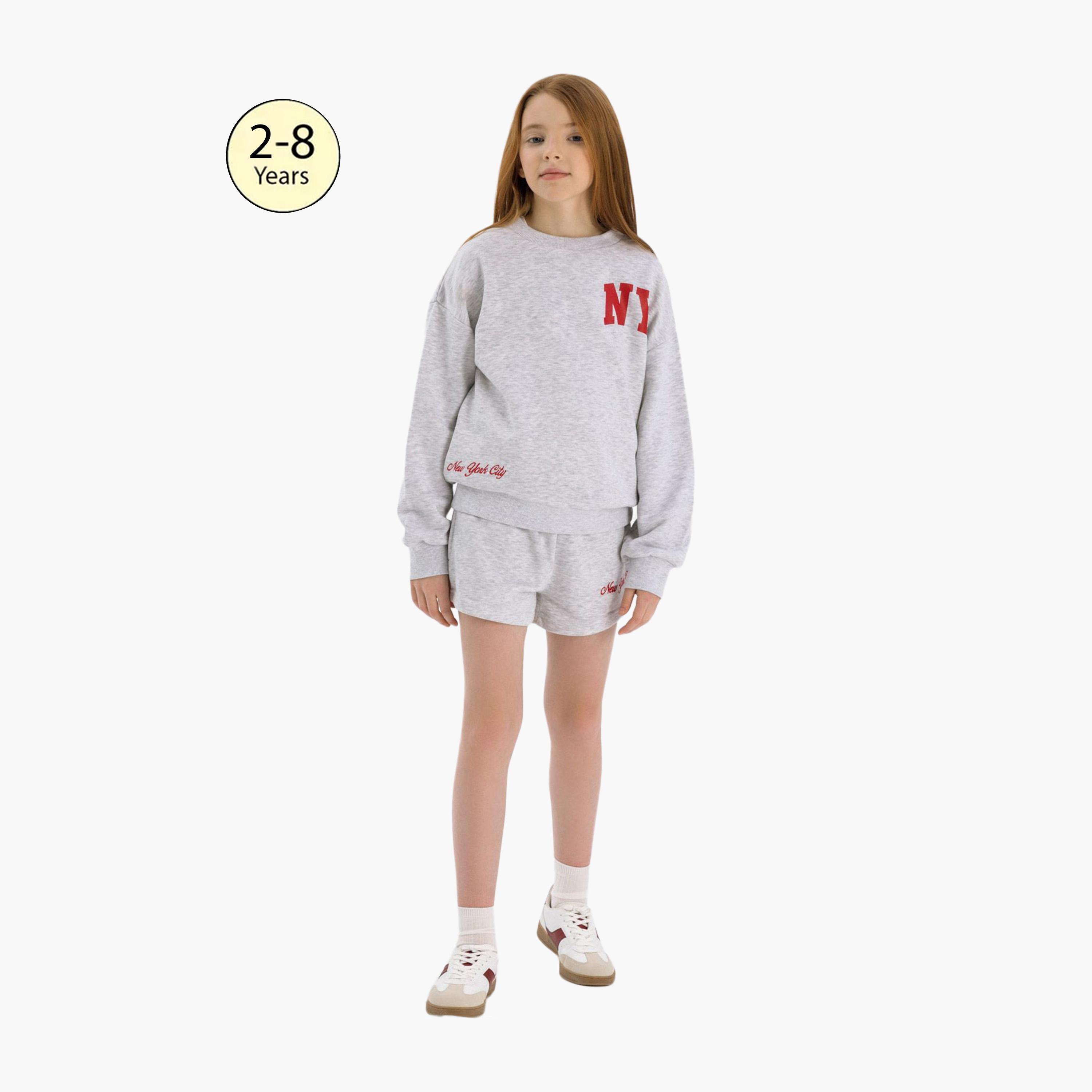 طقم سويت شيرت وشورت برقبة دائرية من مينوتي-girls-clothing-setsandcoords-image-1