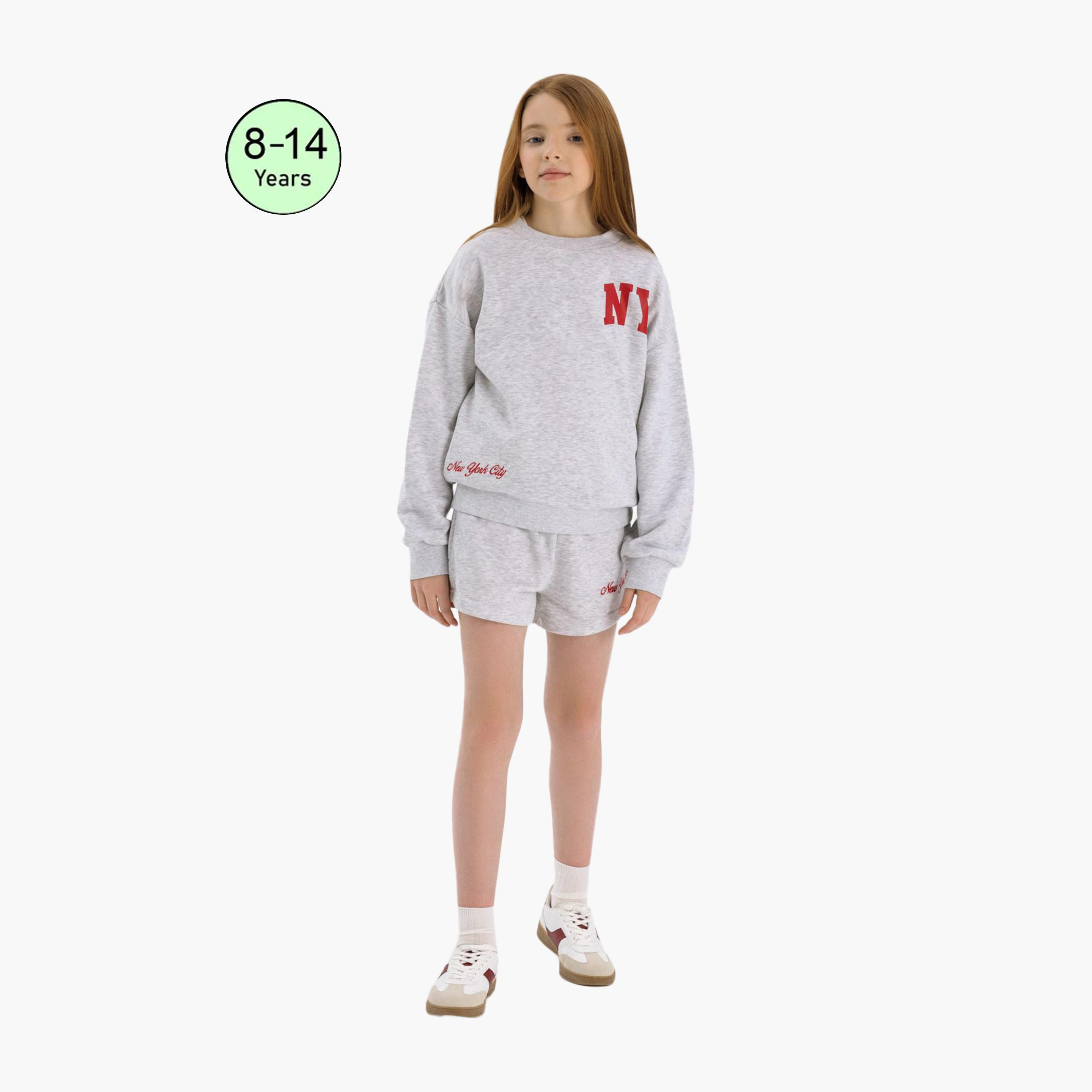 Minoti Crew Neck Sweatshirt & Shorts Set-girls-clothing-setsandcoords-image-1