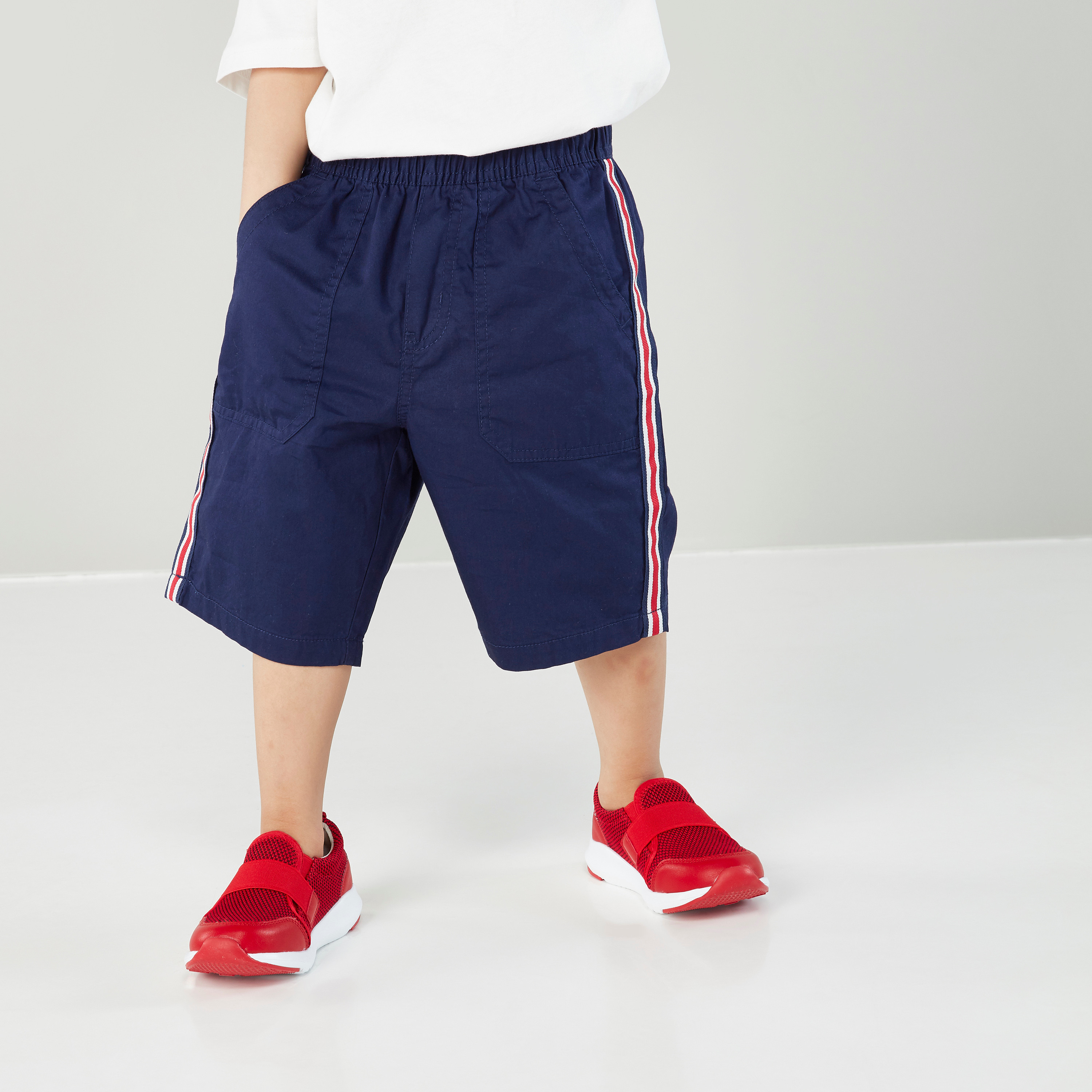 Bossini Solid Shorts with Tape and Pocket Detail-boys-clothing-bottoms-shorts-image-3