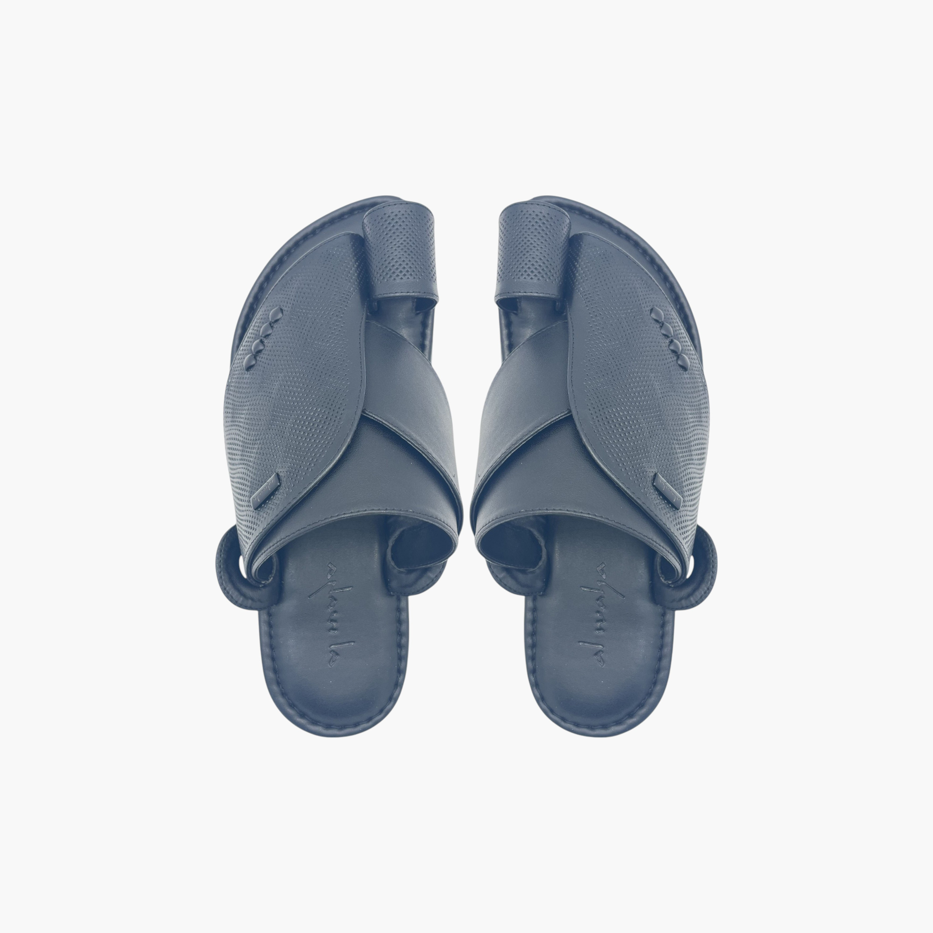 Al Waha Textured Slip-On Arabic Sandals with Toe Loop Detail-men-shoes-sandals-image-1