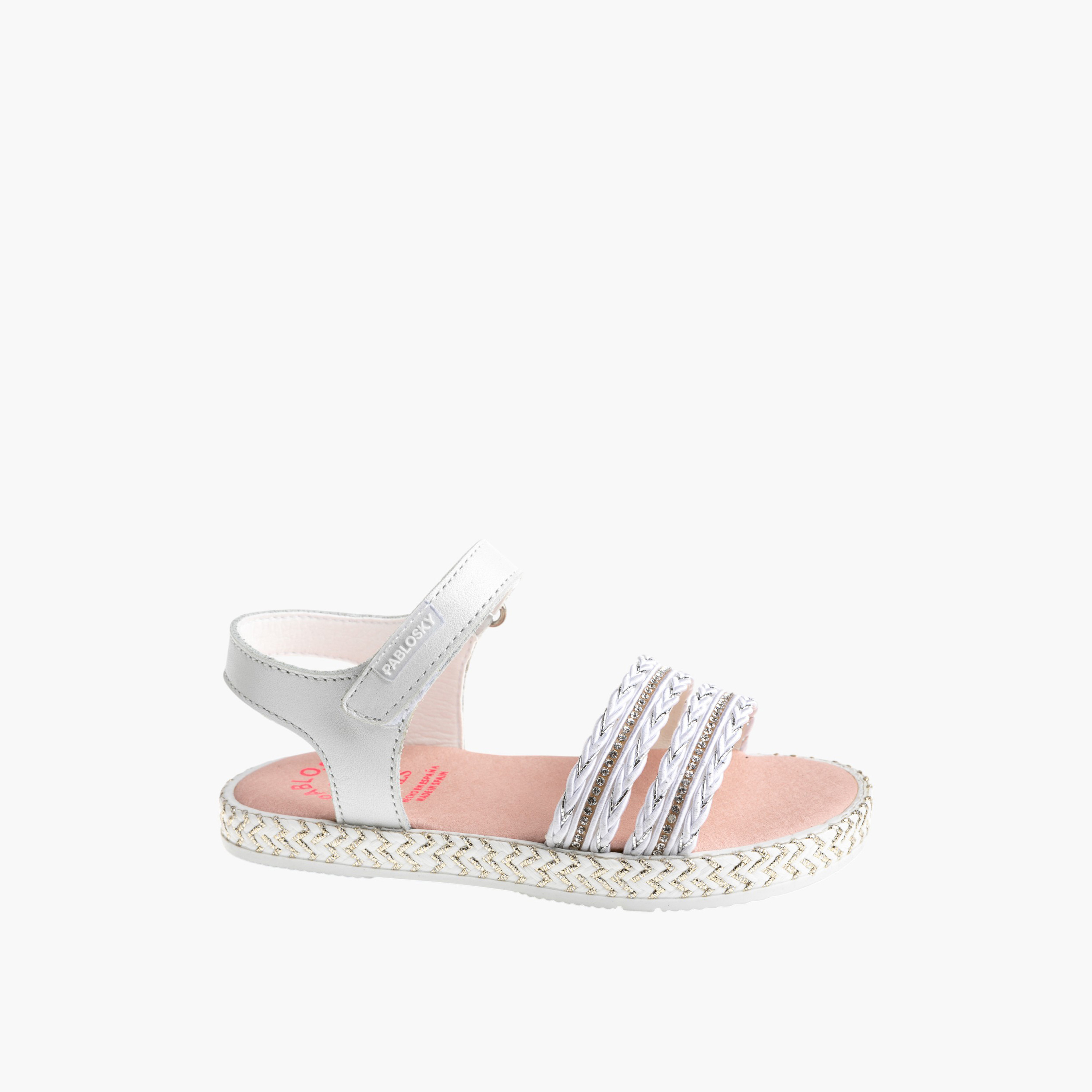 Pablosky Girls' Strap Sandals with Hook and Loop Closure-girls-shoes-sandals-image-1