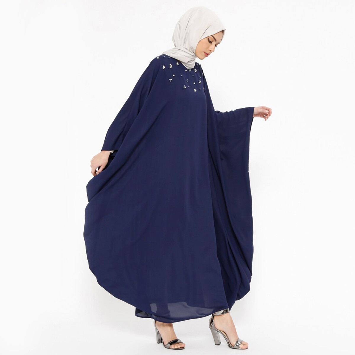 Women Embellished Flared Sleeve Abaya Filizzade By Modanisa-women-arabicclothing-abayas-image-1