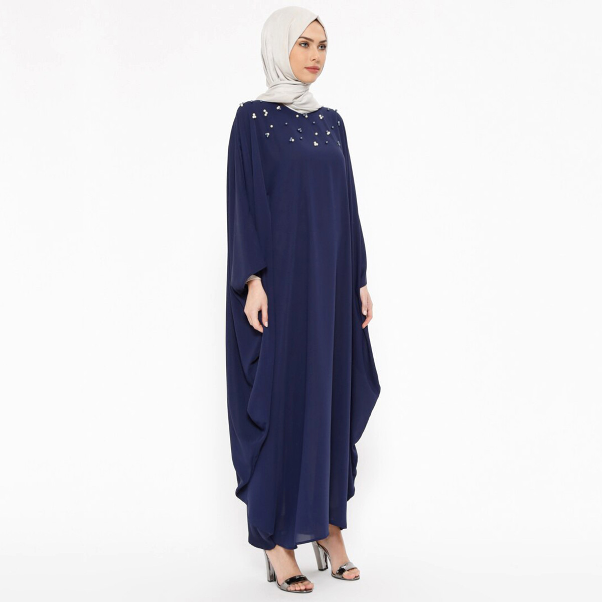 Women Embellished Flared Sleeve Abaya Filizzade By Modanisa-women-arabicclothing-abayas-image-5