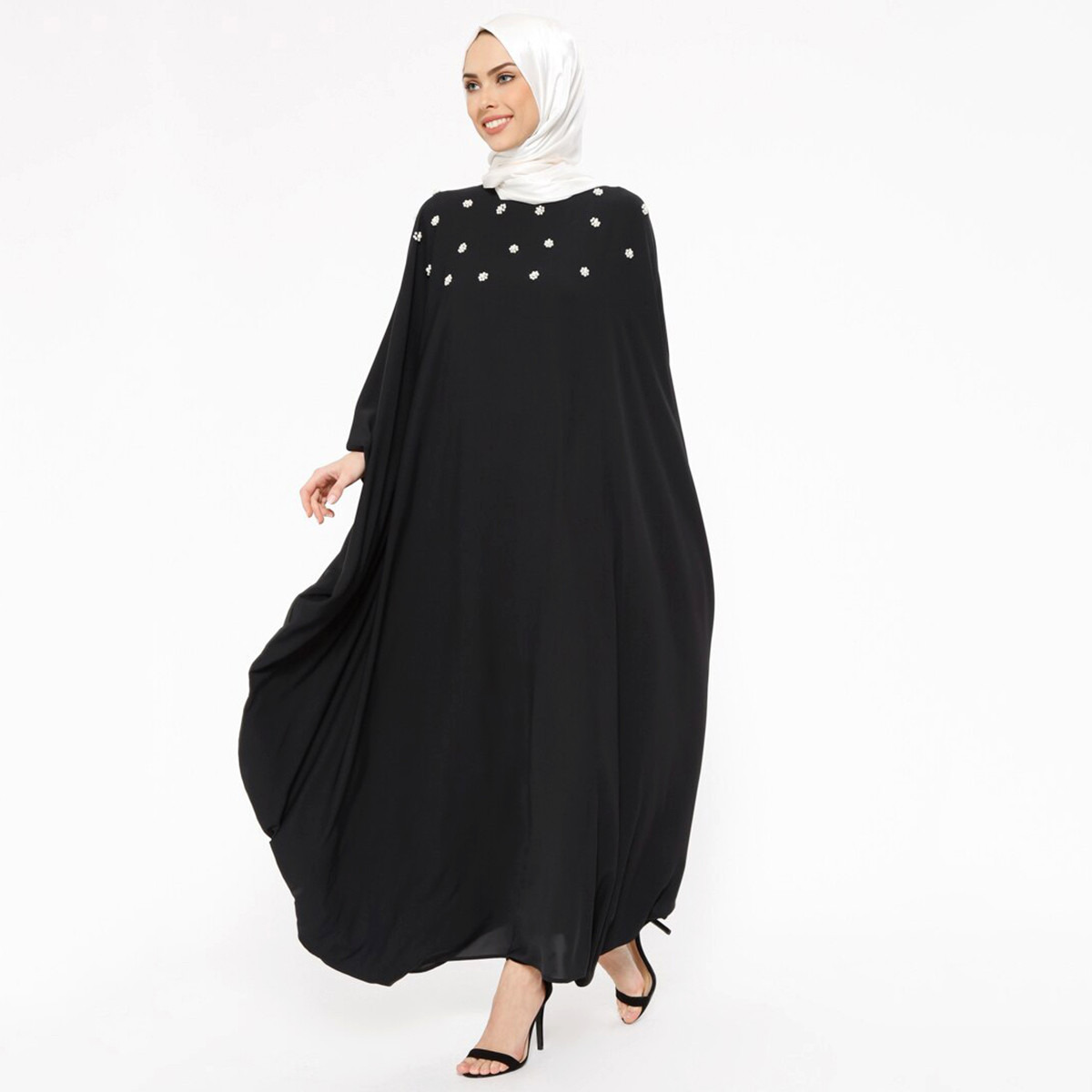 Women Embellished Flared Sleeve Abaya Filizzade By Modanisa-women-arabicclothing-abayas-image-1