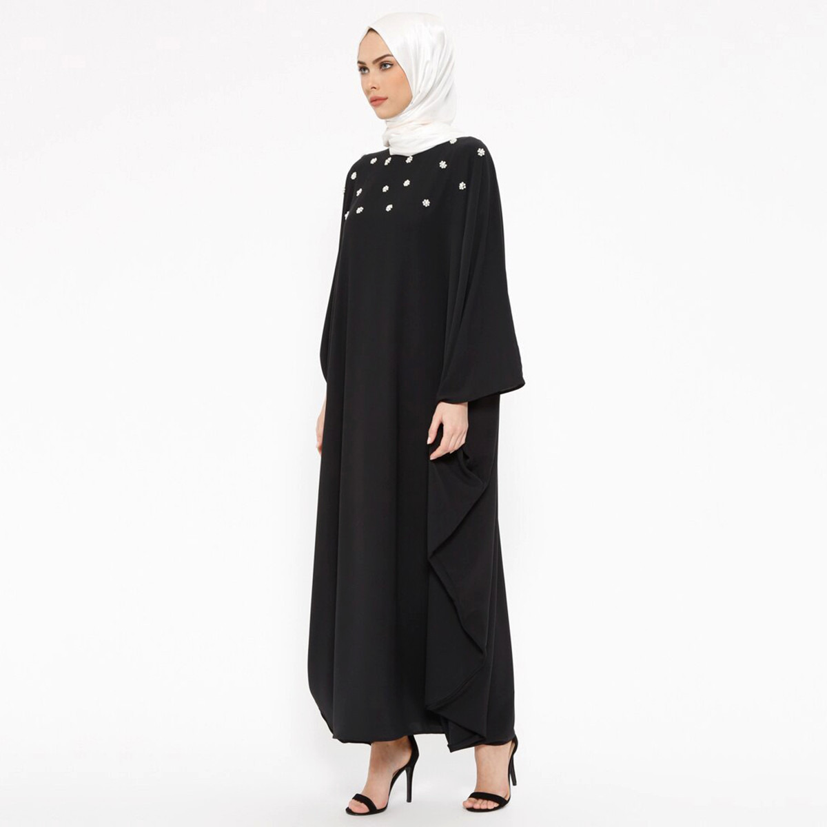Women Embellished Flared Sleeve Abaya Filizzade By Modanisa-women-arabicclothing-abayas-image-5