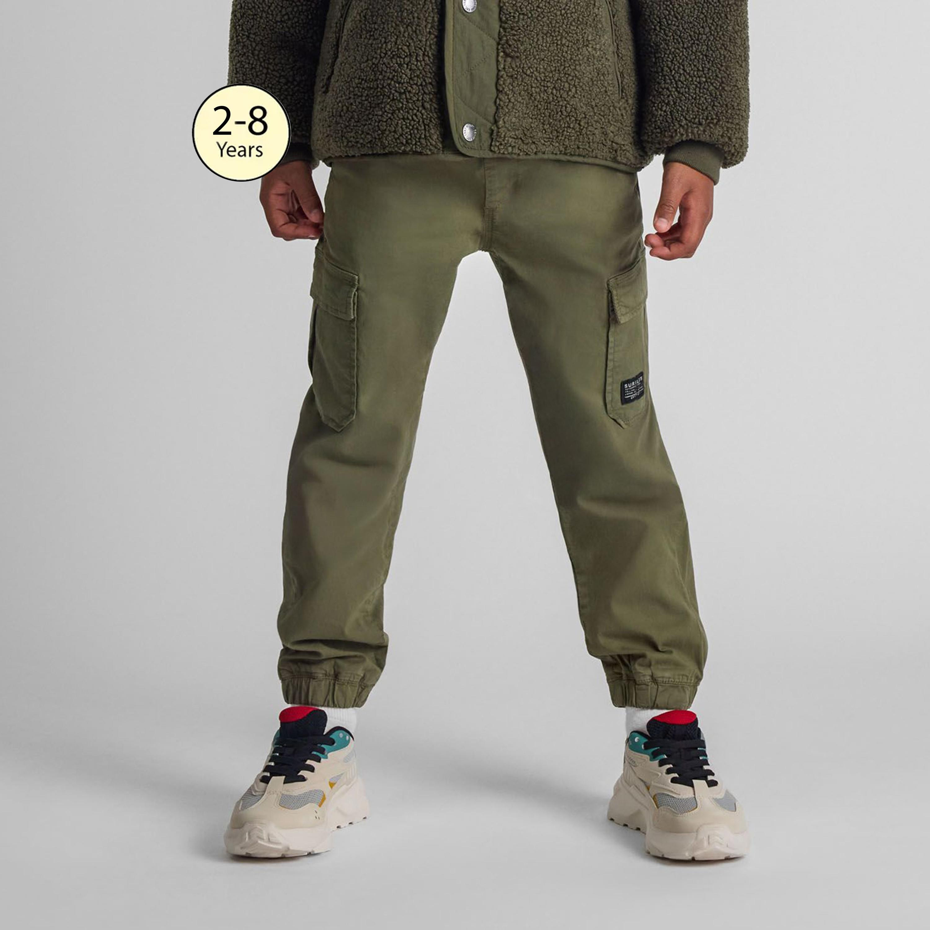 Minoti Printed Elasticated Drawstring Waist Cotton Blend Cargo Pants-boys-clothing-bottoms-trousers-image-1