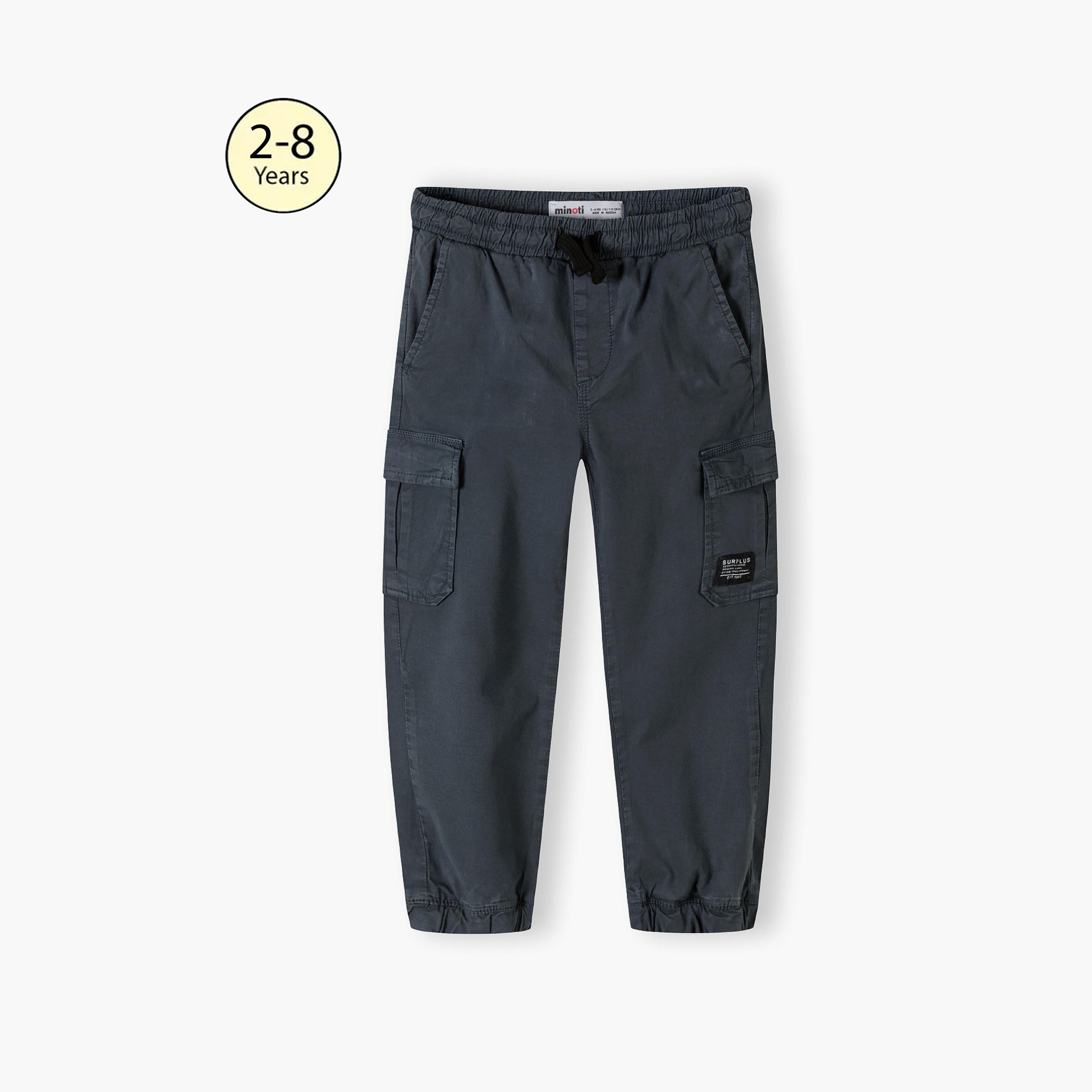 بنطلون كارجو من مزيج القطن المنقوش بخصر مطاطي ورباط من مينوتي-boys-clothing-bottoms-trousers-image-1