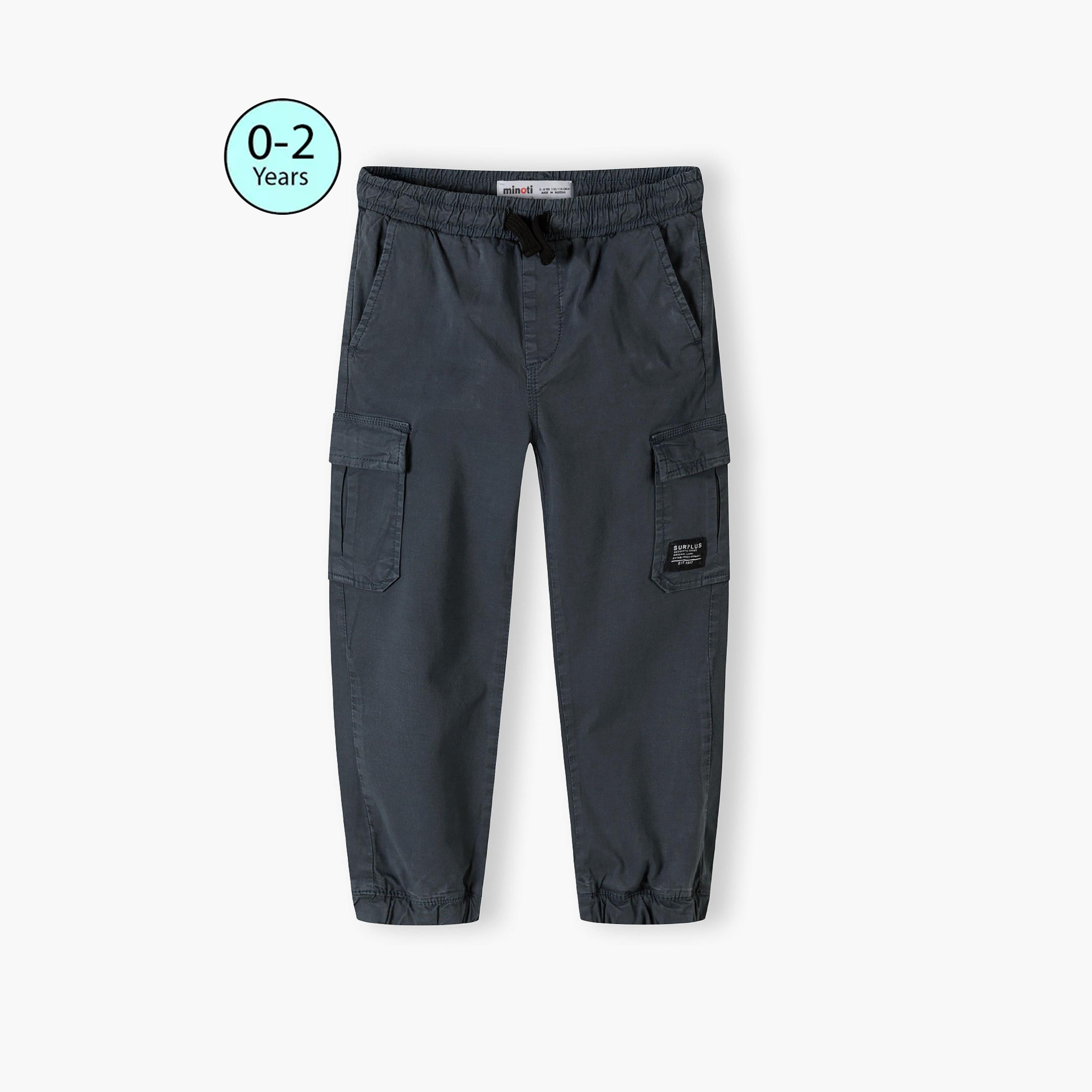 بنطلون كارجو من مزيج القطن المنقوش بخصر مطاطي ورباط من مينوتي-boys-clothing-bottoms-trousers-image-1