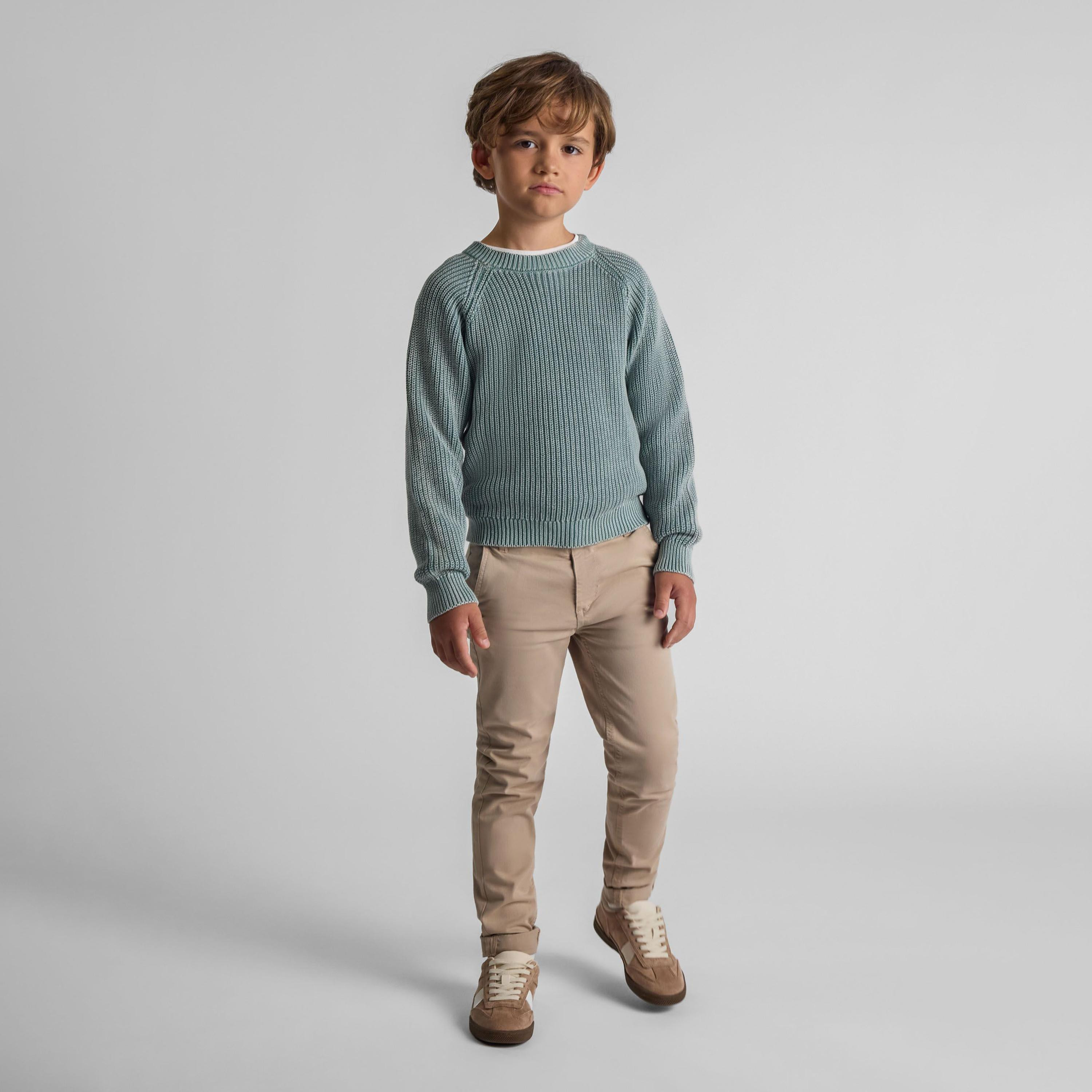 Minoti Solid Button Waist Cotton Blend Chinos Pants-boys-clothing-schoolwear-bottoms-pants-image-2