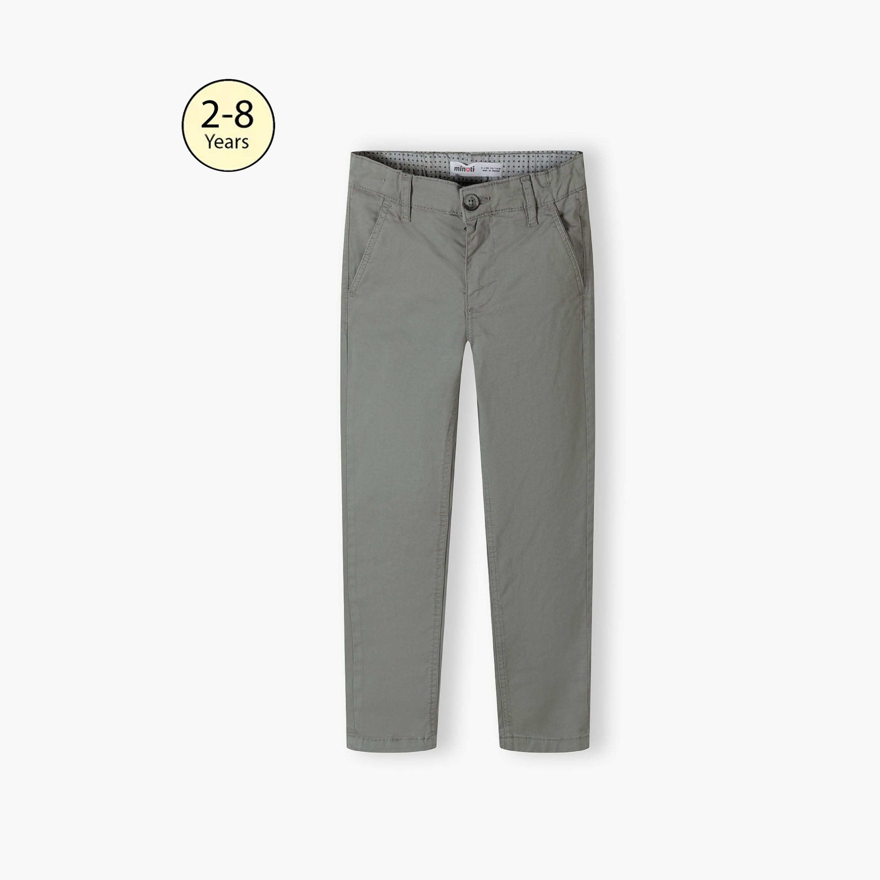 Minoti Solid Button Waist Cotton Blend Chinos Pants-boys-clothing-schoolwear-bottoms-pants-image-1