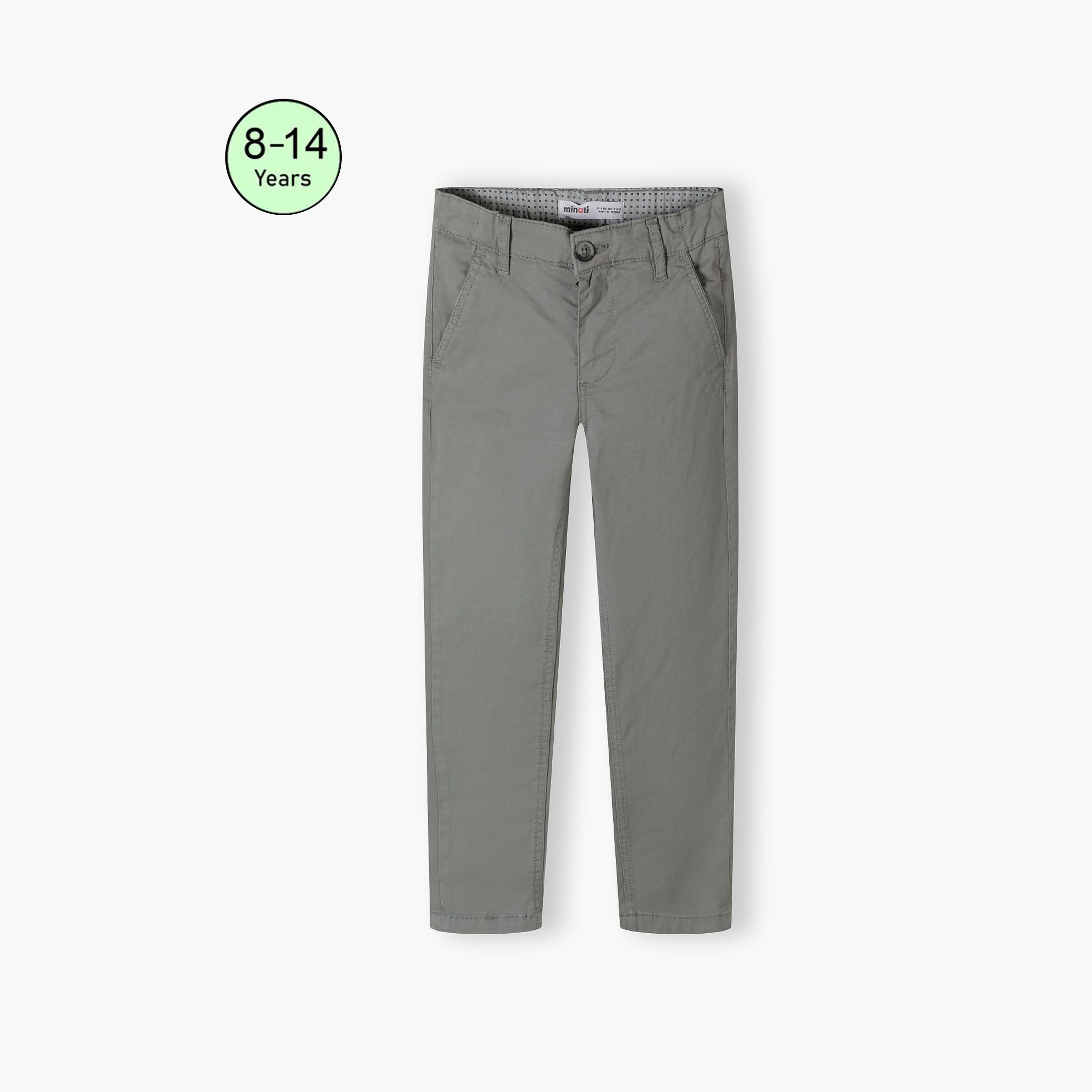 Minoti Solid Button Waist Cotton Blend Chinos Pants-boys-clothing-schoolwear-bottoms-pants-image-1