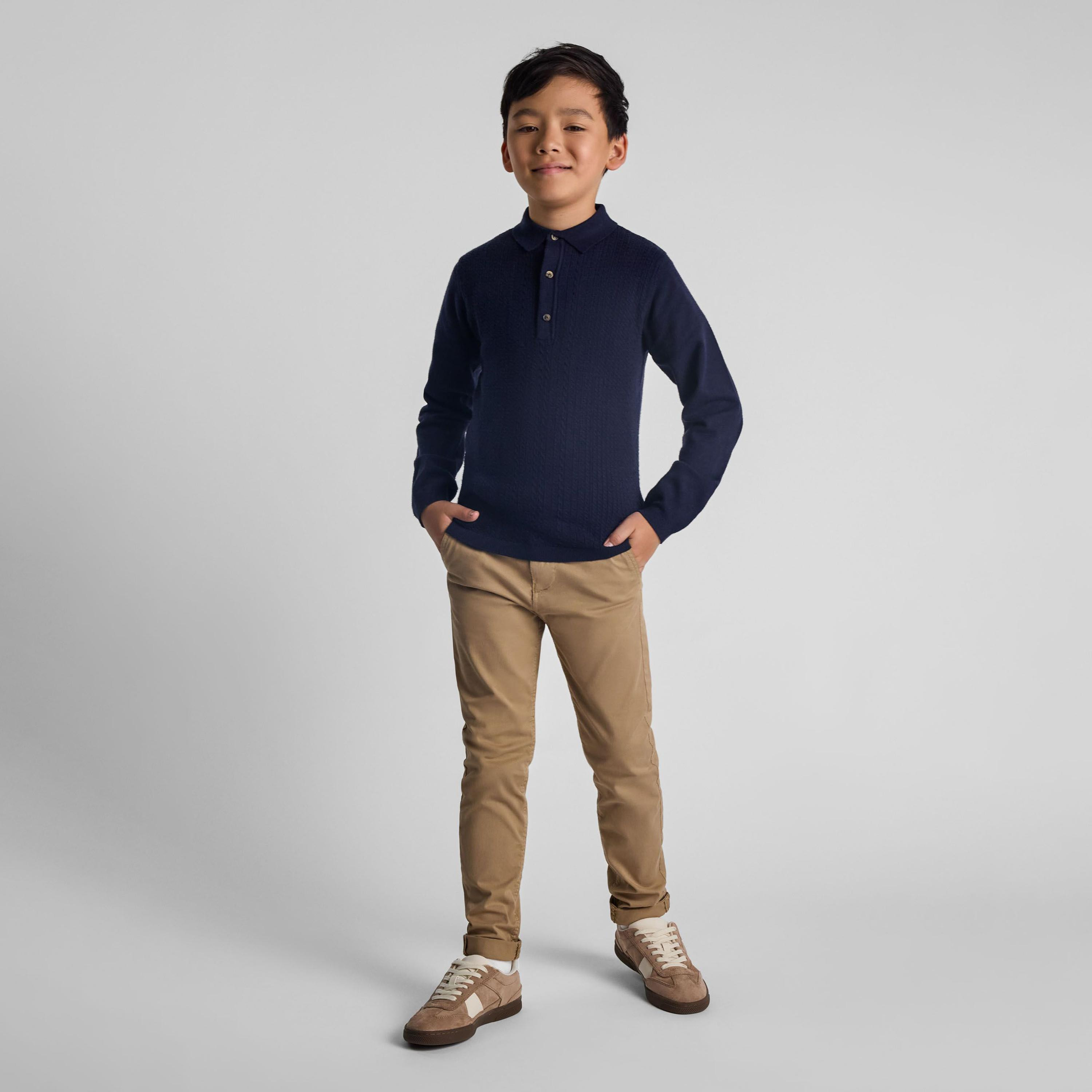 Minoti Solid Button Waist Cotton Blend Chinos Pants-boys-clothing-schoolwear-bottoms-pants-image-2