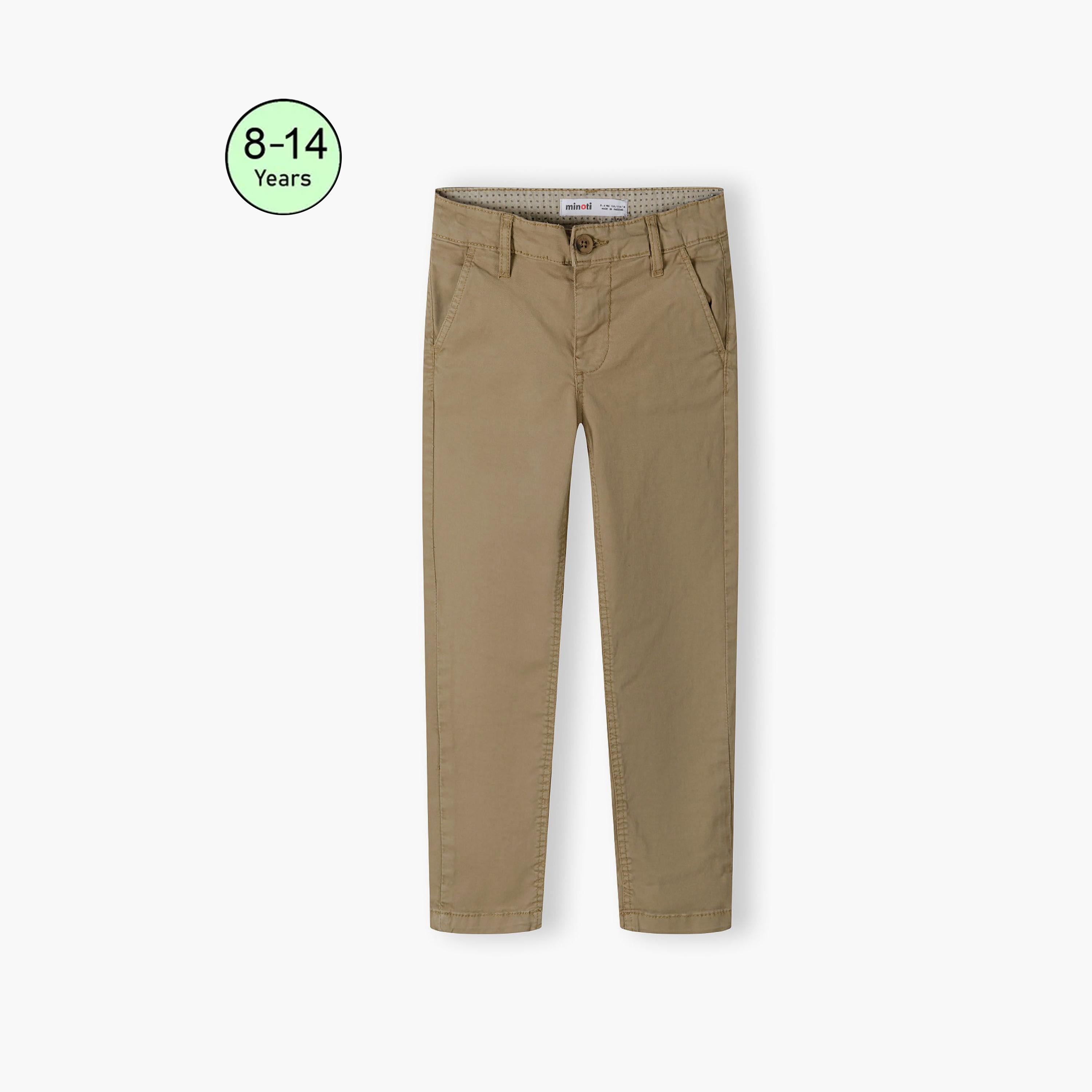 Minoti Solid Button Waist Cotton Blend Chinos Pants-boys-clothing-schoolwear-bottoms-pants-image-1