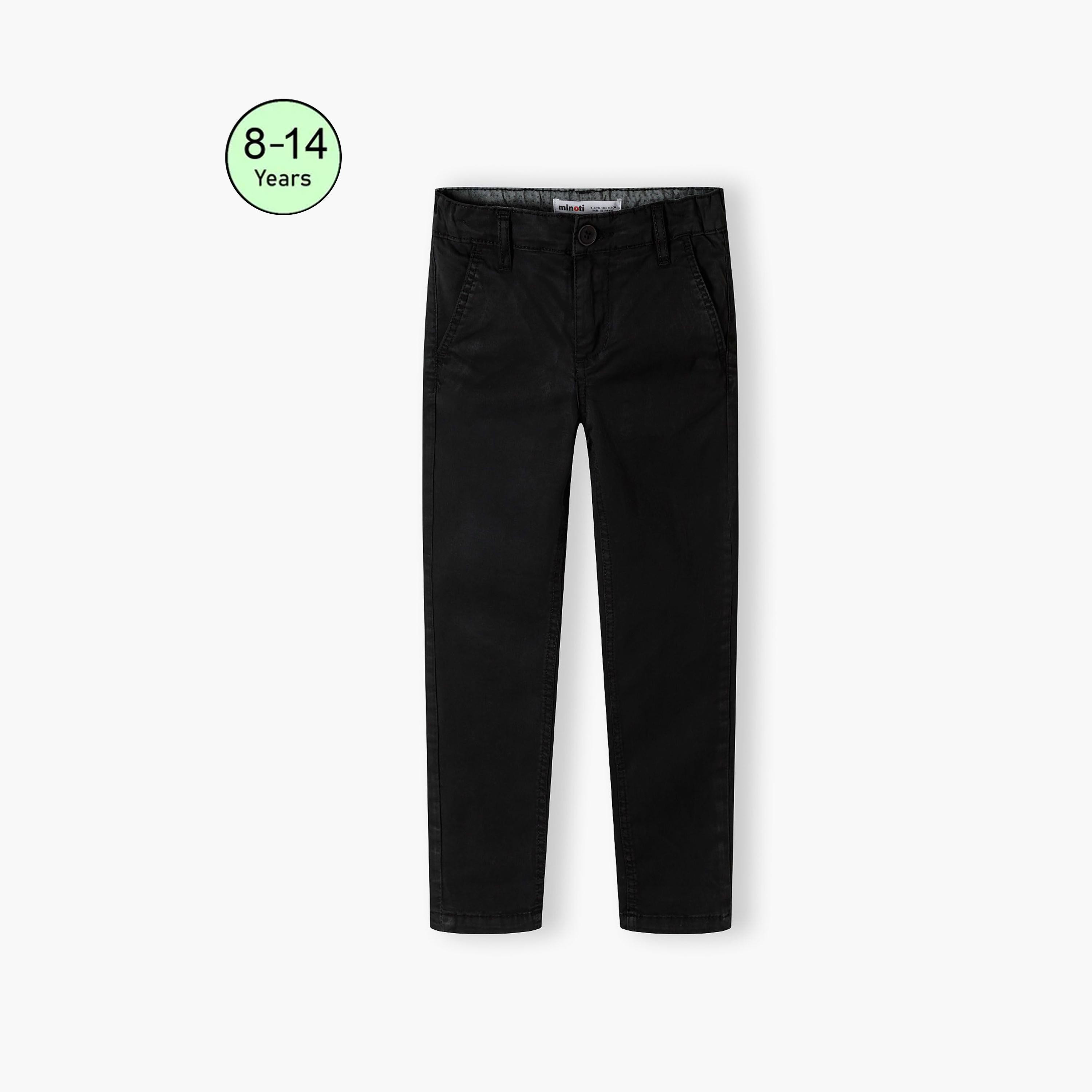 Minoti Solid Button Waist Cotton Blend Chinos Pants-boys-clothing-schoolwear-bottoms-pants-image-1