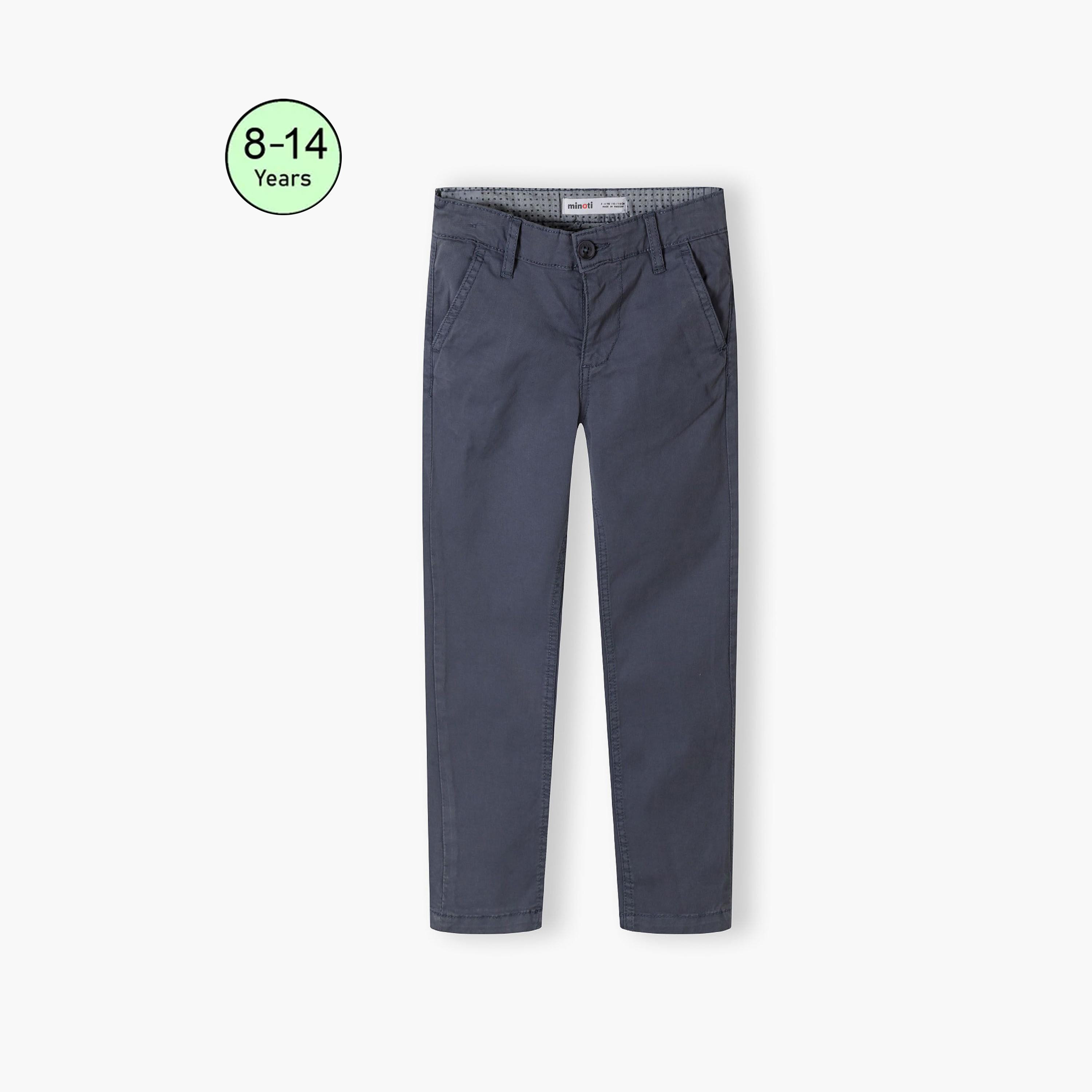 بنطلون تشينو من مزيج القطن السادة بزر عند الخصر من مينوتي-boys-clothing-schoolwear-bottoms-pants-image-1