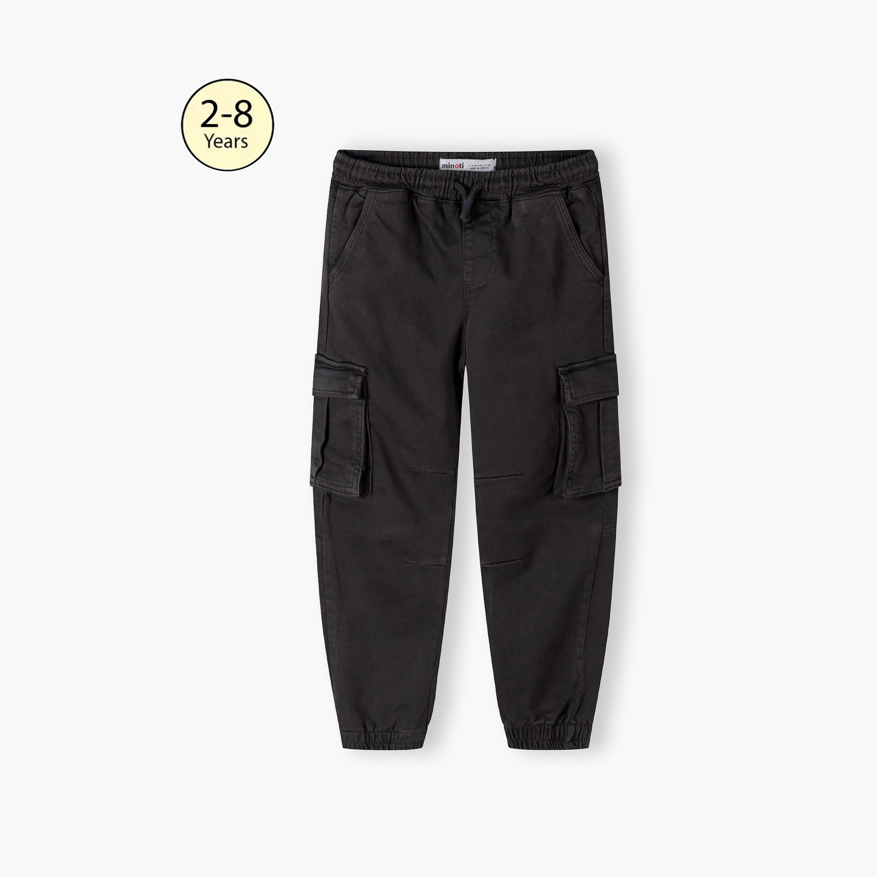 بنطلون كارجو من مزيج القطن المنقوش بخصر مطاطي ورباط من مينوتي-boys-clothing-bottoms-trousers-image-1