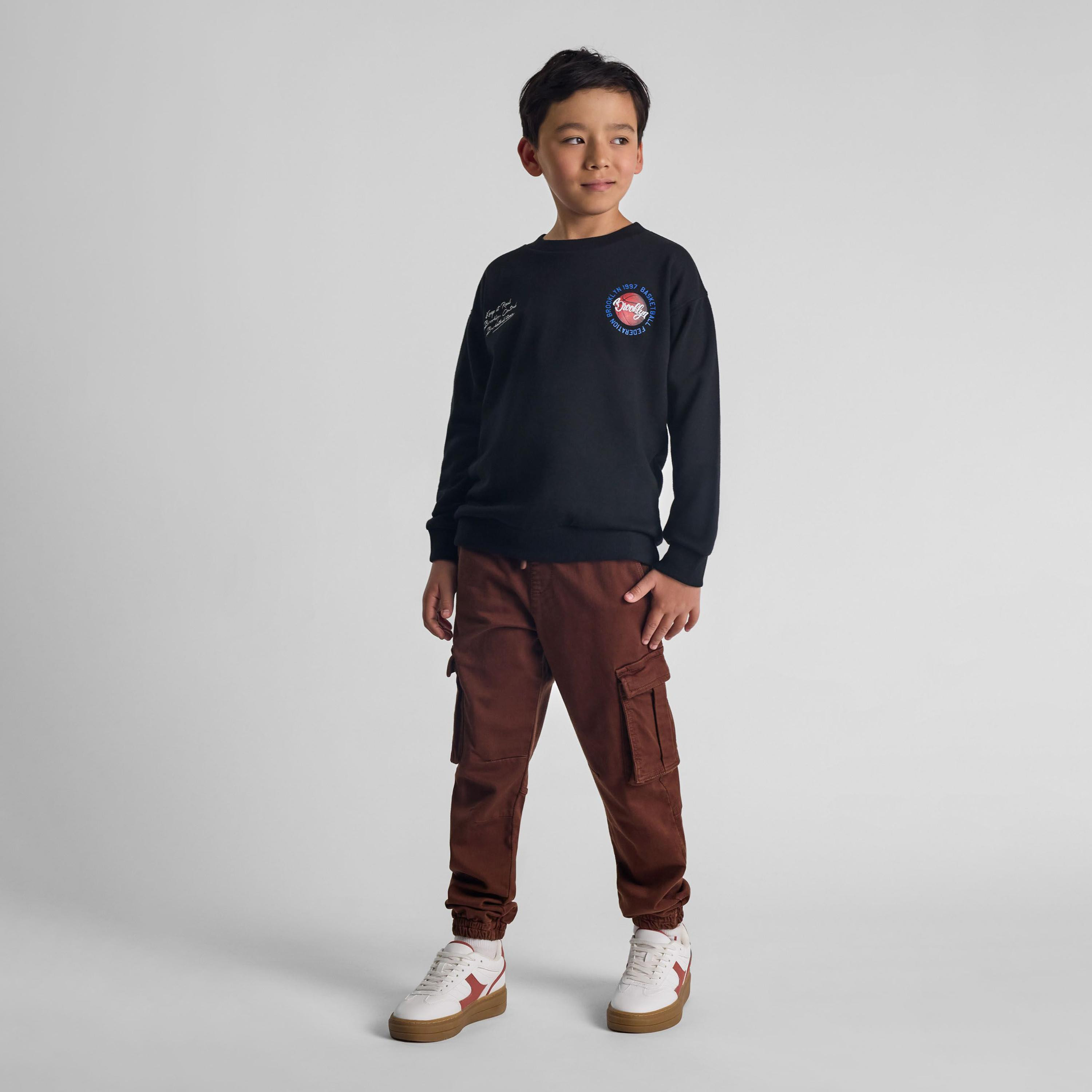 Minoti Printed Elasticated Drawstring Waist Cotton Blend Cargo Pants-boys-clothing-bottoms-trousers-image-2