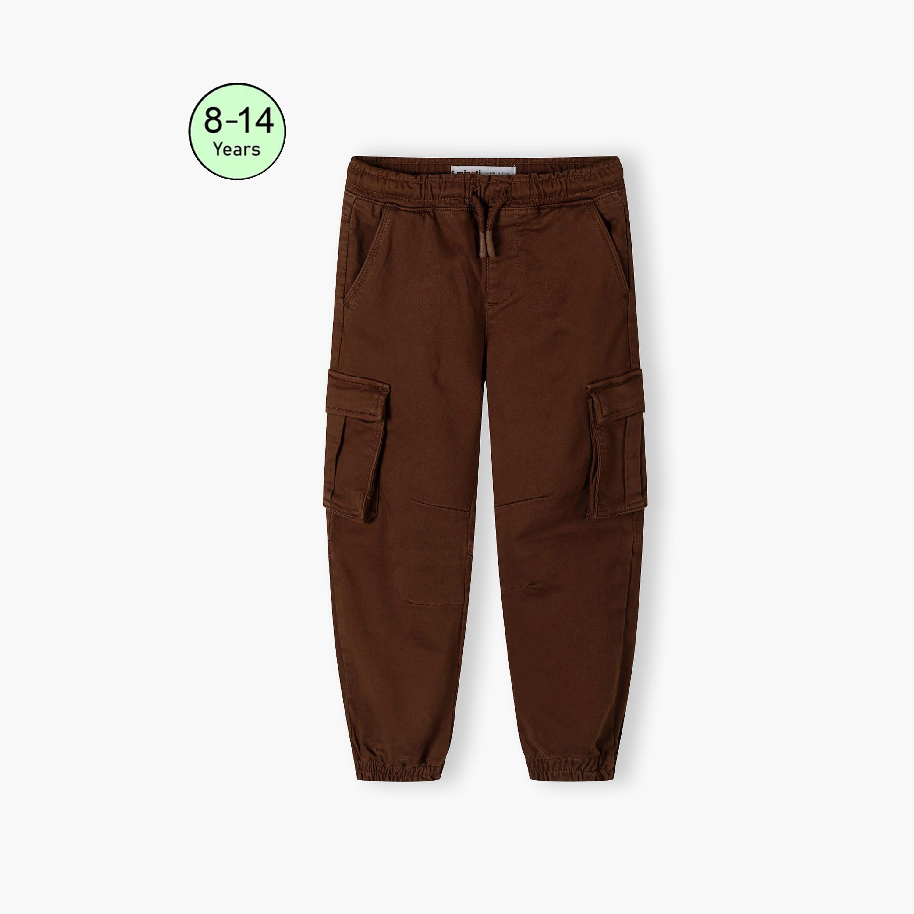بنطلون كارجو من مزيج القطن المنقوش بخصر مطاطي ورباط من مينوتي-boys-clothing-bottoms-trousers-image-1