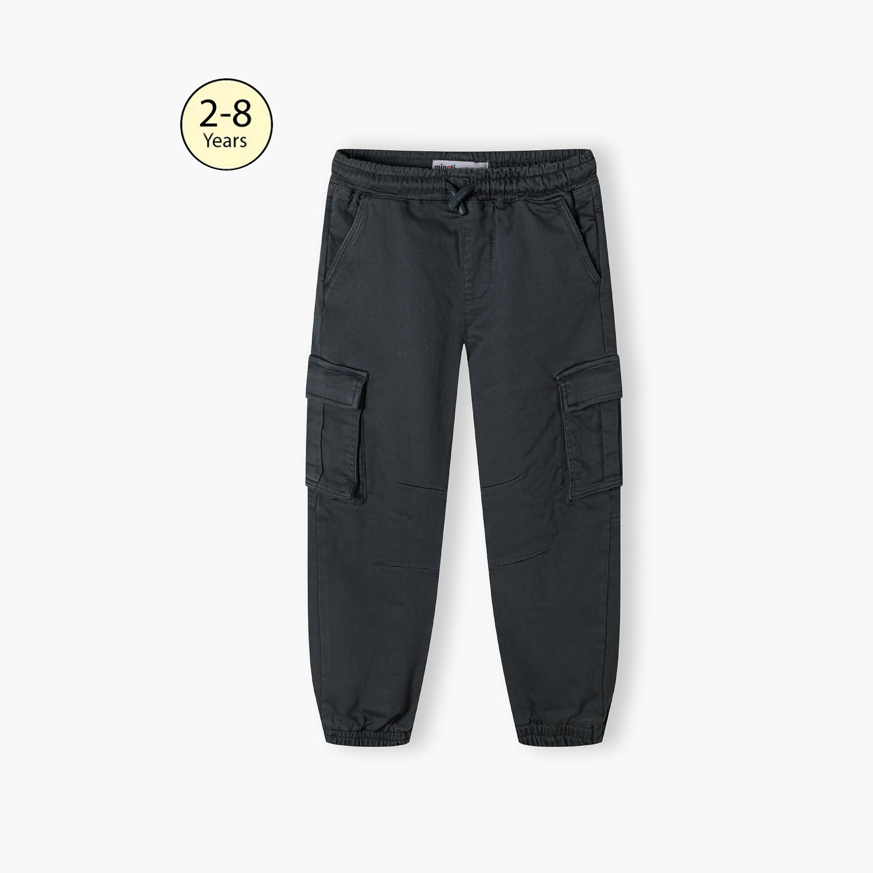 Minoti Printed Elasticated Drawstring Waist Cotton Blend Cargo Pants-boys-clothing-bottoms-trousers-image-1