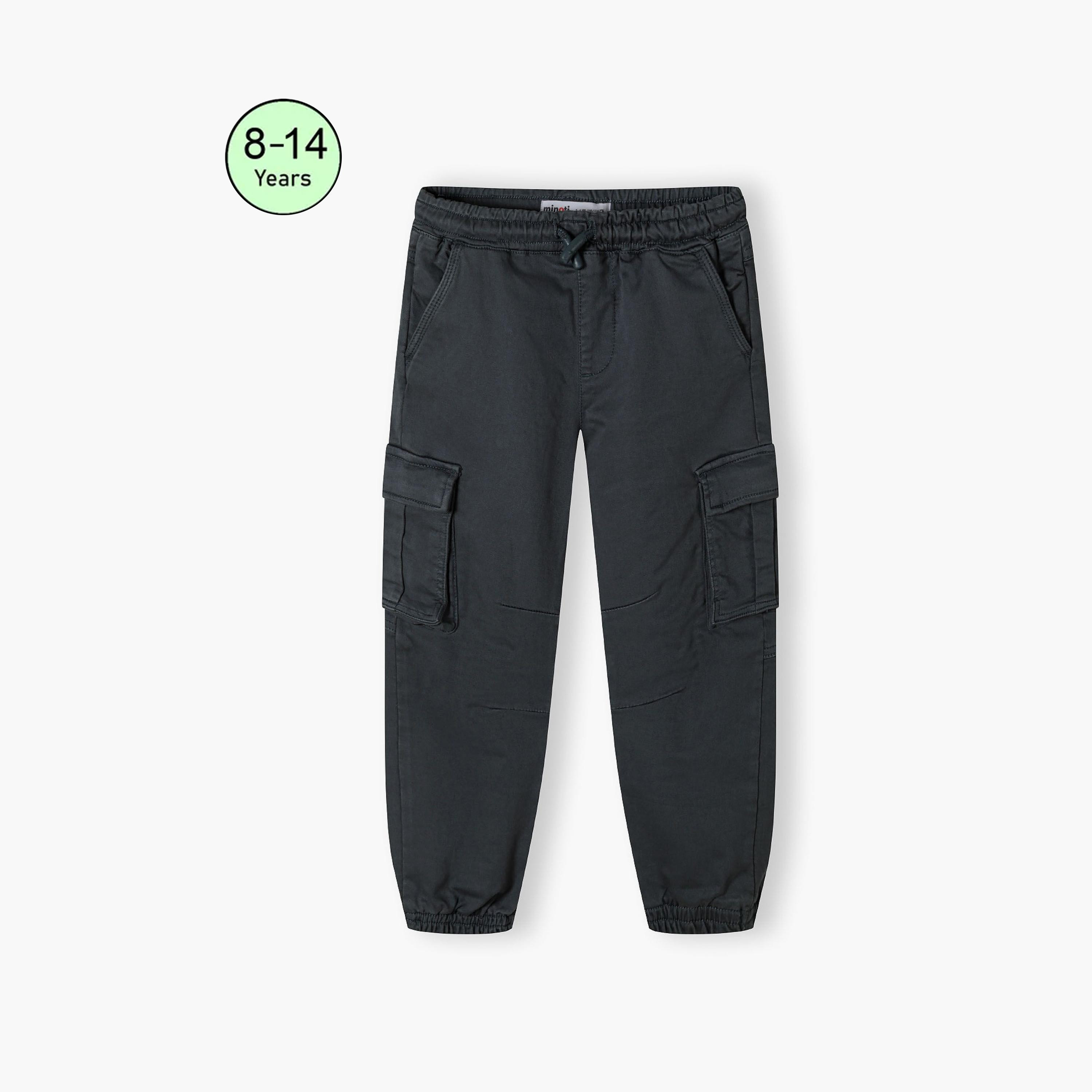 بنطلون كارجو من مزيج القطن المنقوش بخصر مطاطي ورباط من مينوتي-boys-clothing-bottoms-trousers-image-1