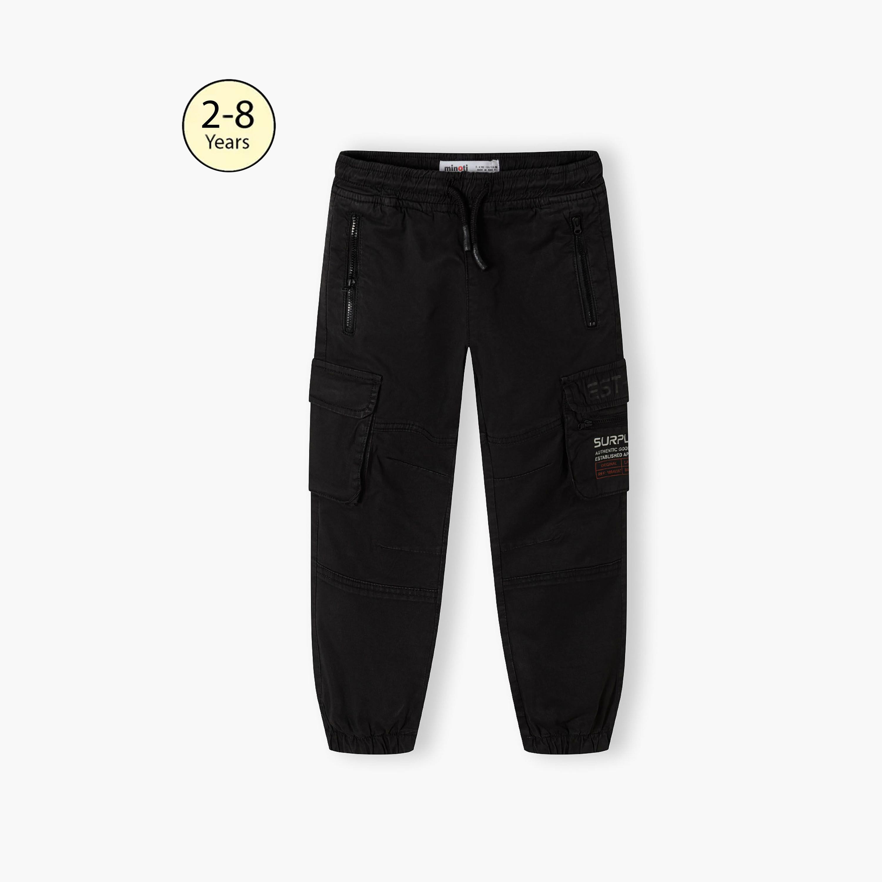 بنطلون كارجو من مزيج القطن المنقوش بخصر مطاطي ورباط من مينوتي-boys-clothing-bottoms-trousers-image-1