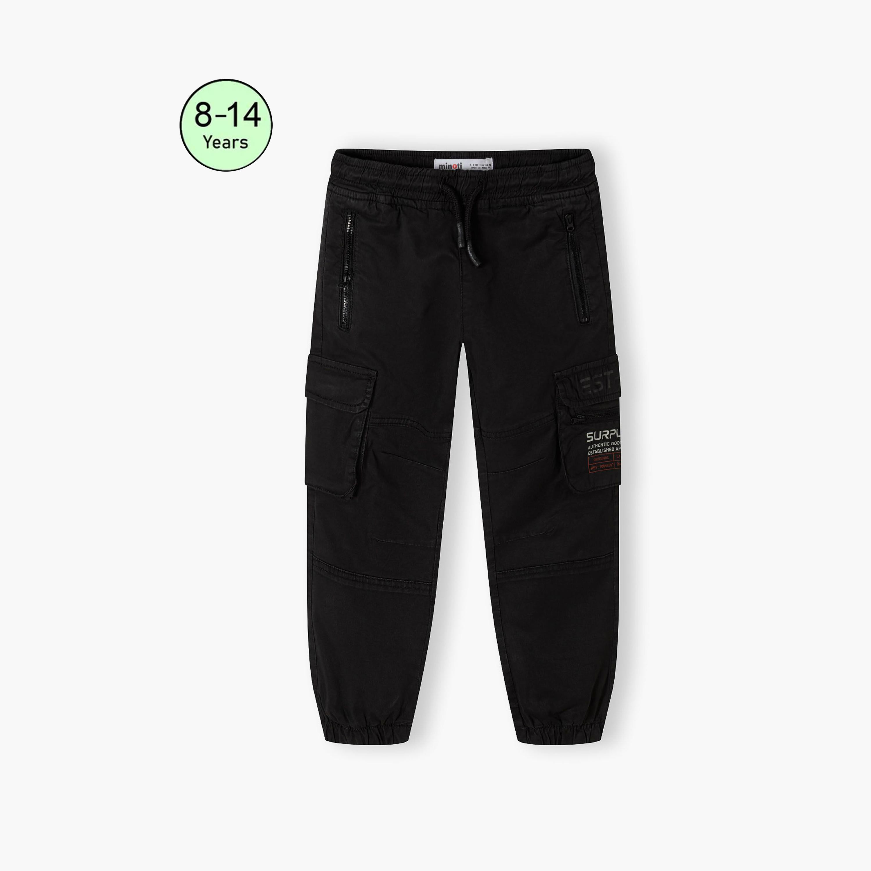بنطلون كارجو من مزيج القطن المنقوش بخصر مطاطي ورباط من مينوتي-boys-clothing-bottoms-trousers-image-1