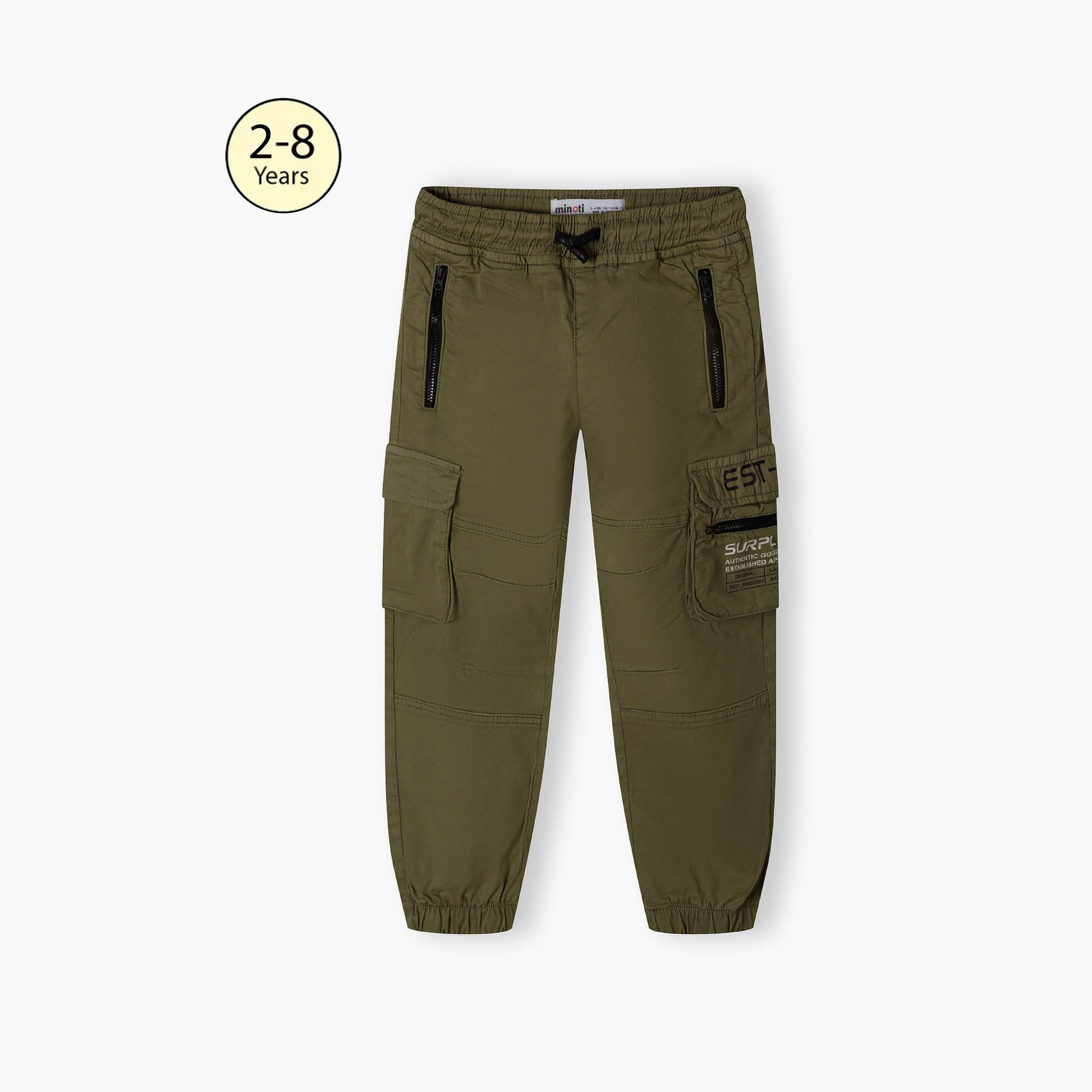 Minoti Printed Elasticated Drawstring Waist Cotton Blend Cargo Pants-boys-clothing-bottoms-trousers-image-1