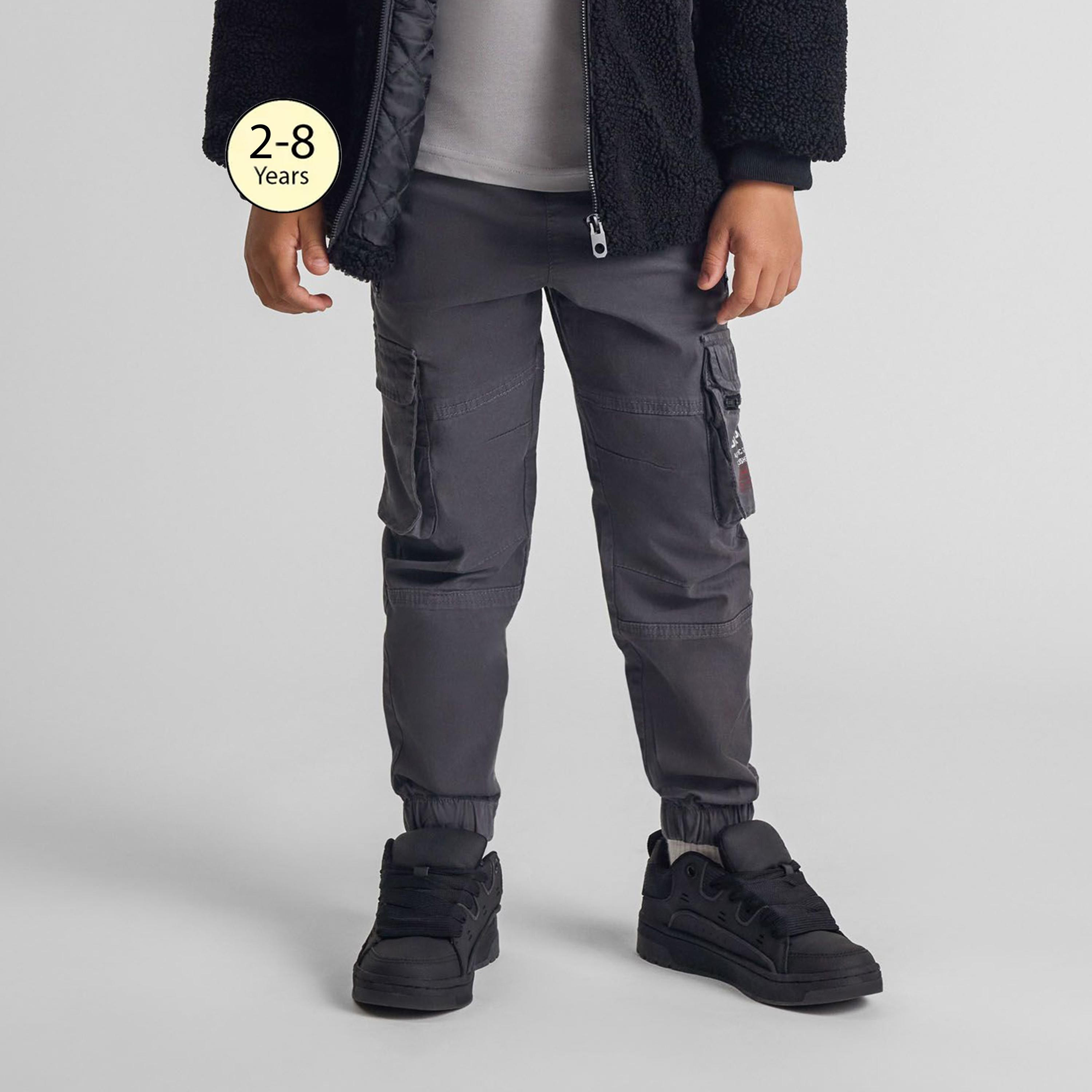 Minoti Printed Elasticated Drawstring Waist Cotton Blend Cargo Pants-boys-clothing-bottoms-trousers-image-1
