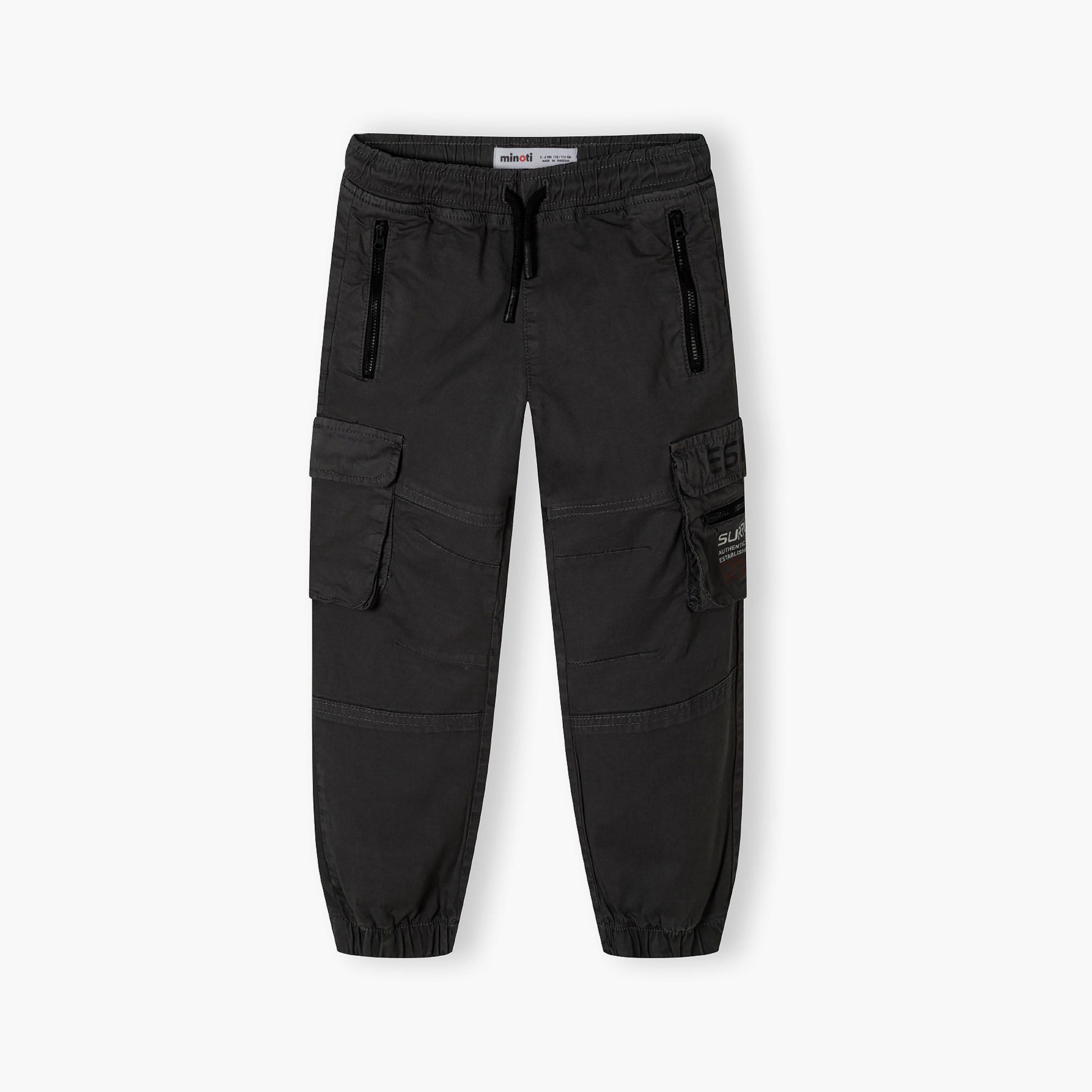 بنطلون كارجو من مزيج القطن المنقوش بخصر مطاطي ورباط من مينوتي-boys-clothing-bottoms-trousers-image-2