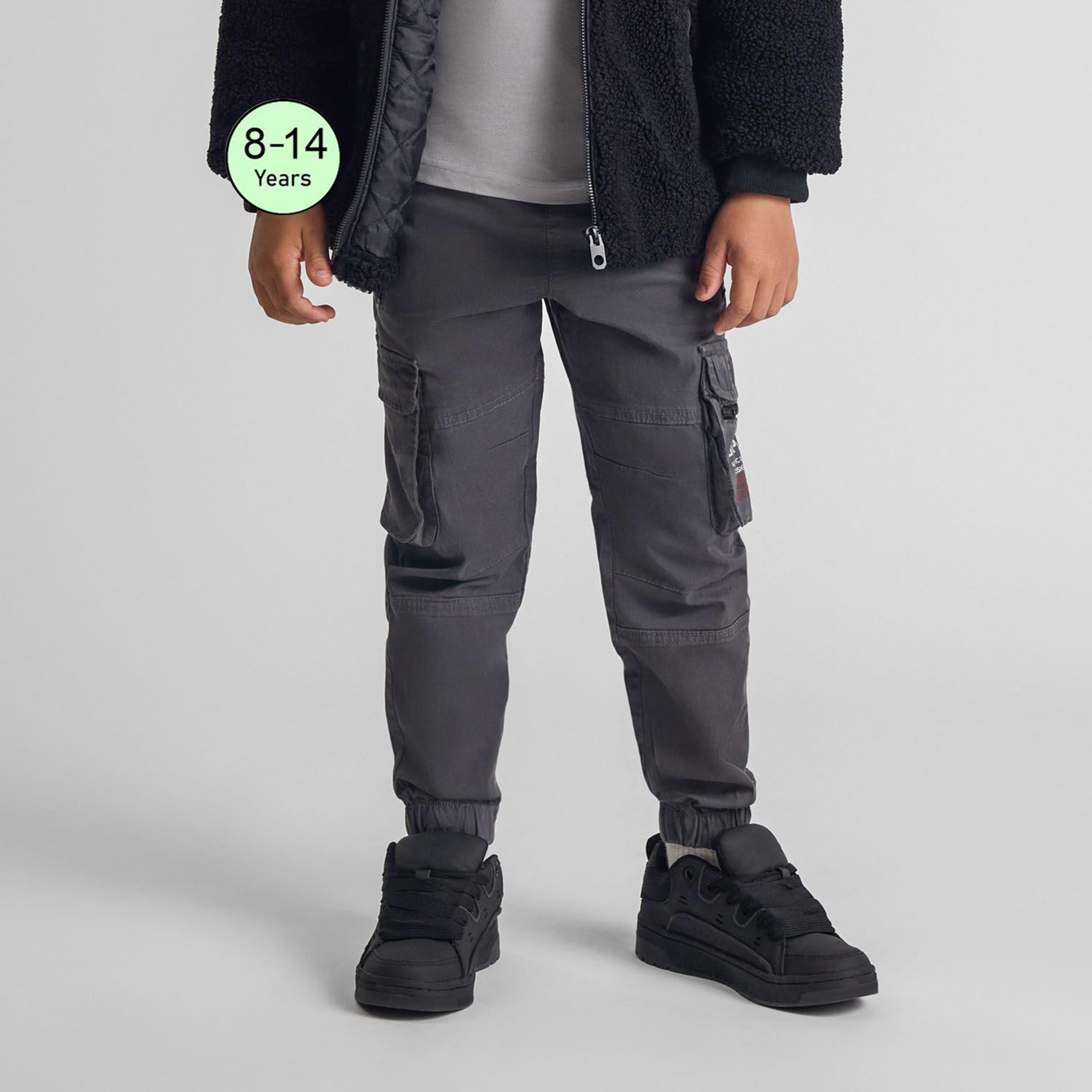 Minoti Printed Elasticated Drawstring Waist Cotton Blend Cargo Pants-boys-clothing-bottoms-trousers-image-1