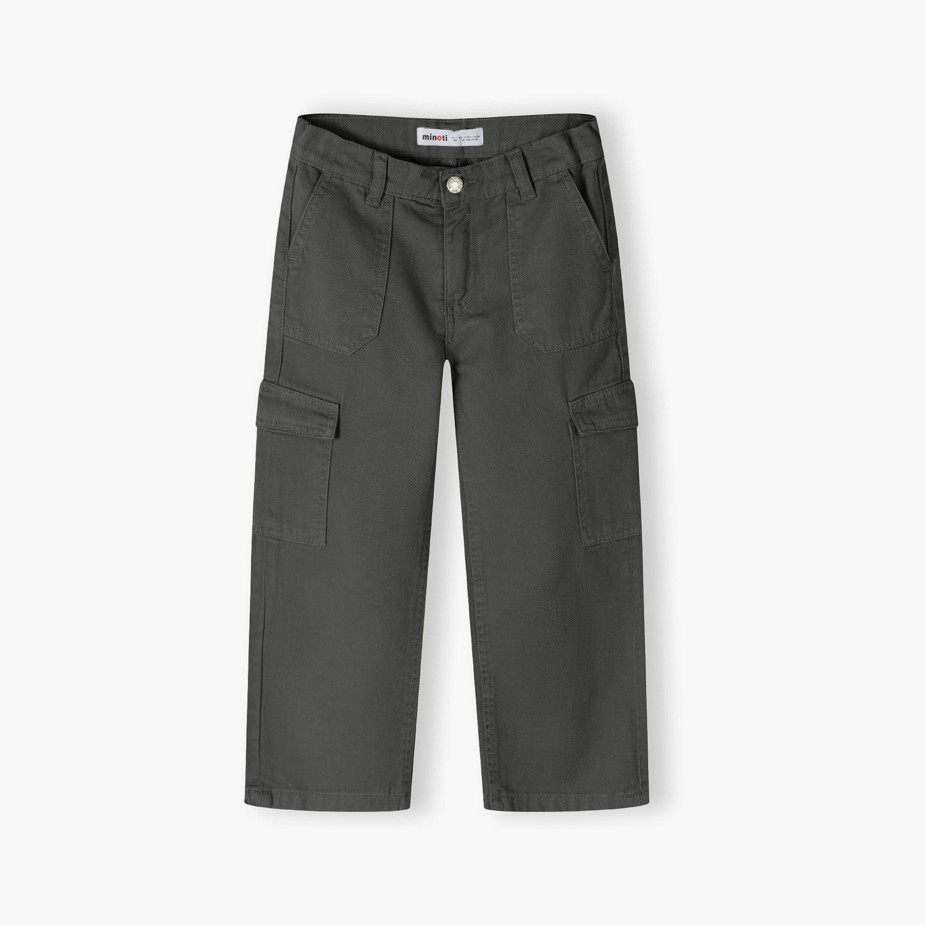 Minoti Solid Button Waist Cotton Pants-girls-clothing-bottoms-joggersandtrackpants-image-2