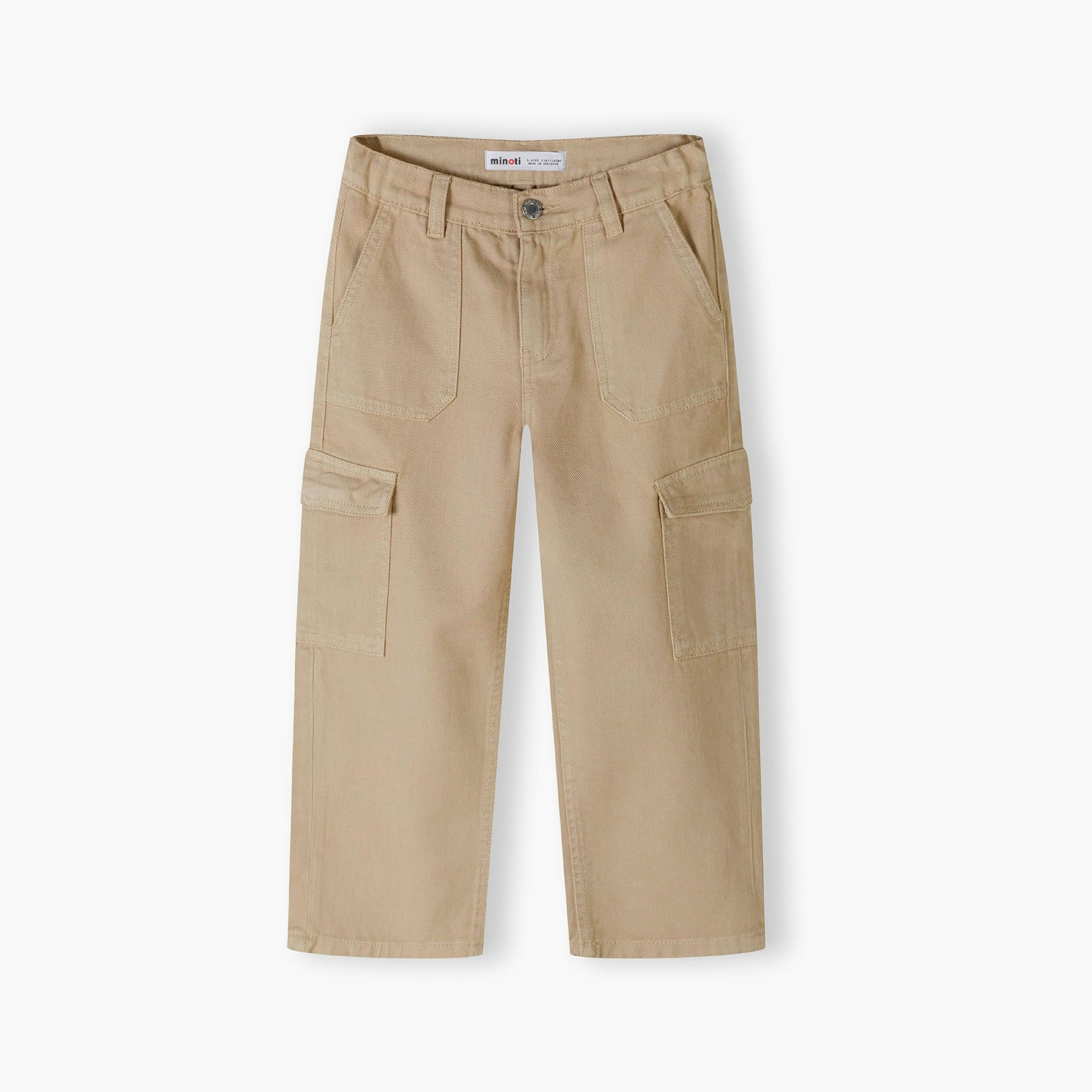 Minoti Solid Button Waist Cotton Pants-girls-clothing-bottoms-joggersandtrackpants-image-2