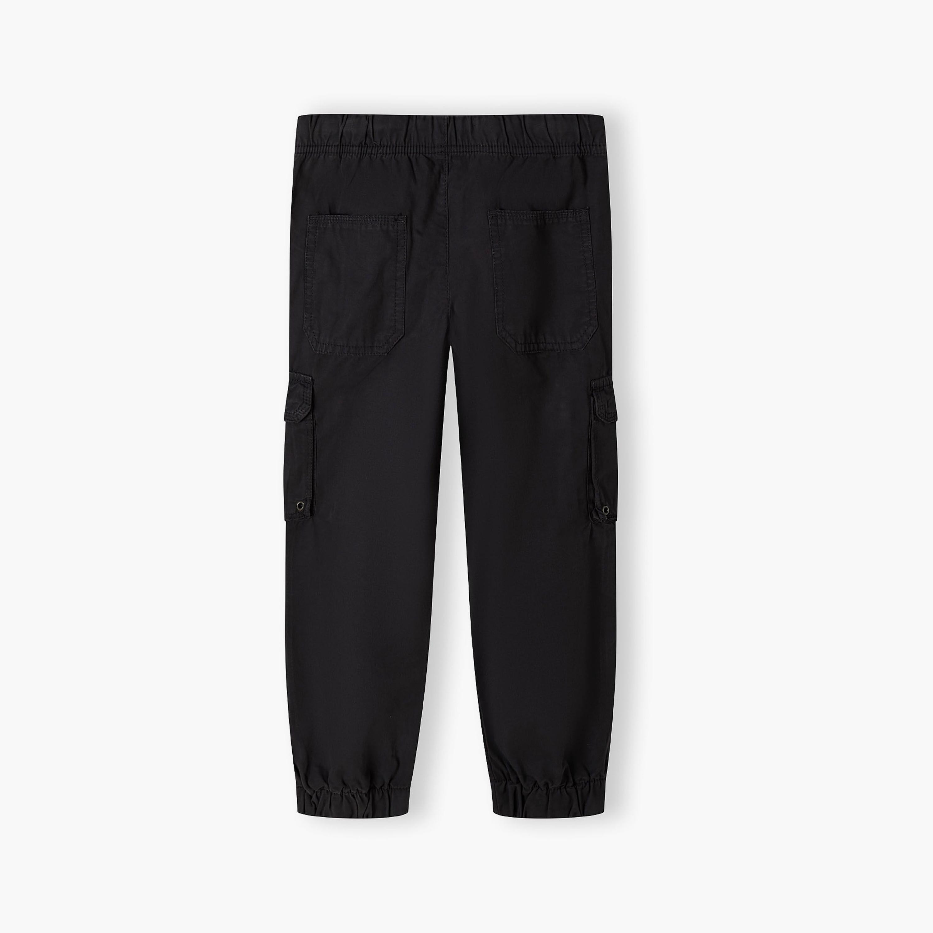 بنطلون رياضي من القطن السادة بخصر مطاطي ورباط من مينوتي-girls-clothing-bottoms-joggersandtrackpants-image-2