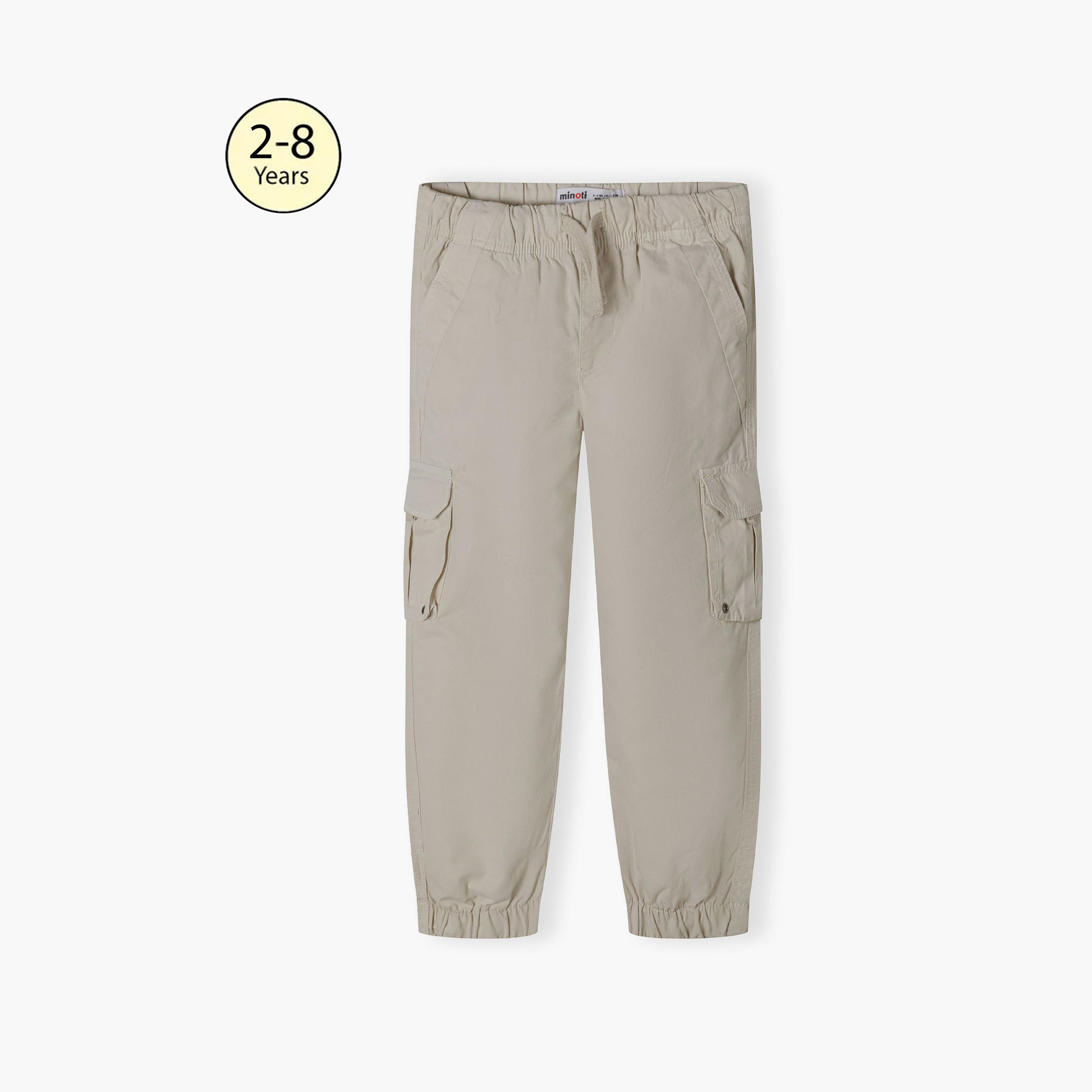 بنطلون رياضي من القطن السادة بخصر مطاطي ورباط من مينوتي-girls-clothing-bottoms-joggersandtrackpants-image-1