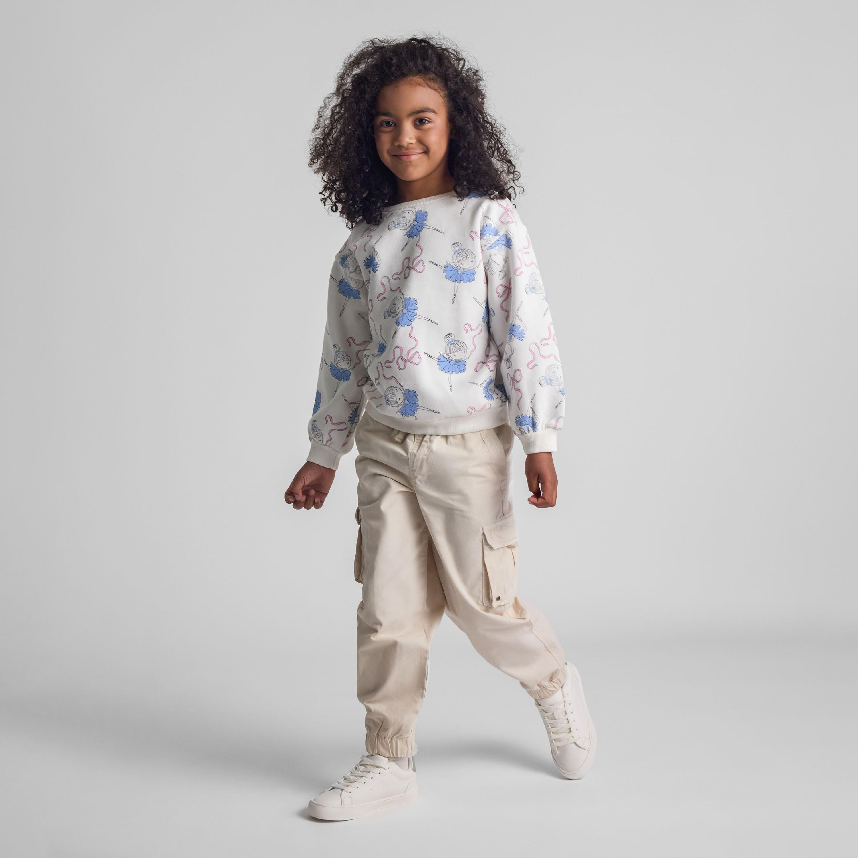 Minoti Solid Elasticated Drawstring Waist Cotton Joggers-girls-clothing-bottoms-joggersandtrackpants-image-2