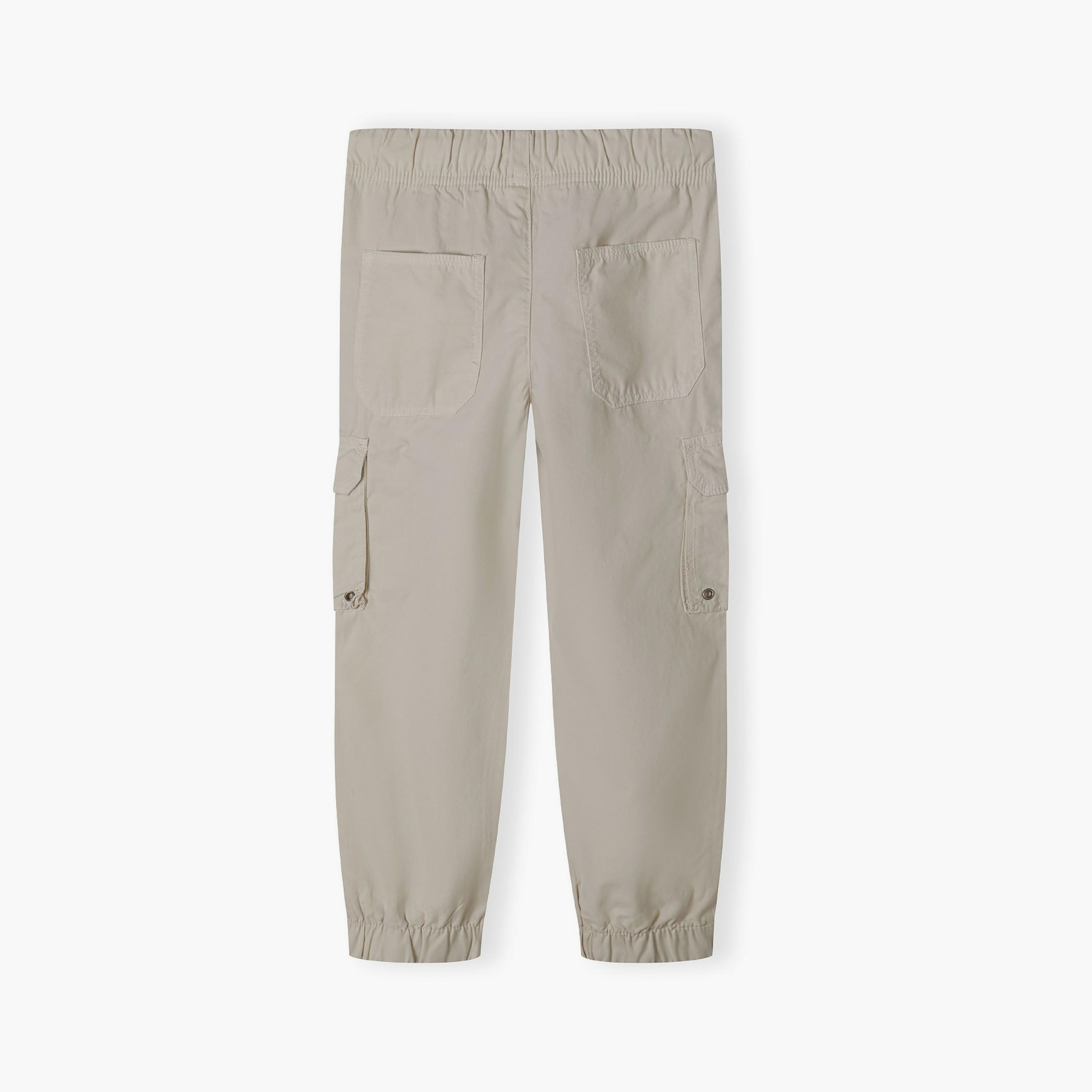بنطلون رياضي من القطن السادة بخصر مطاطي ورباط من مينوتي-girls-clothing-bottoms-joggersandtrackpants-image-3