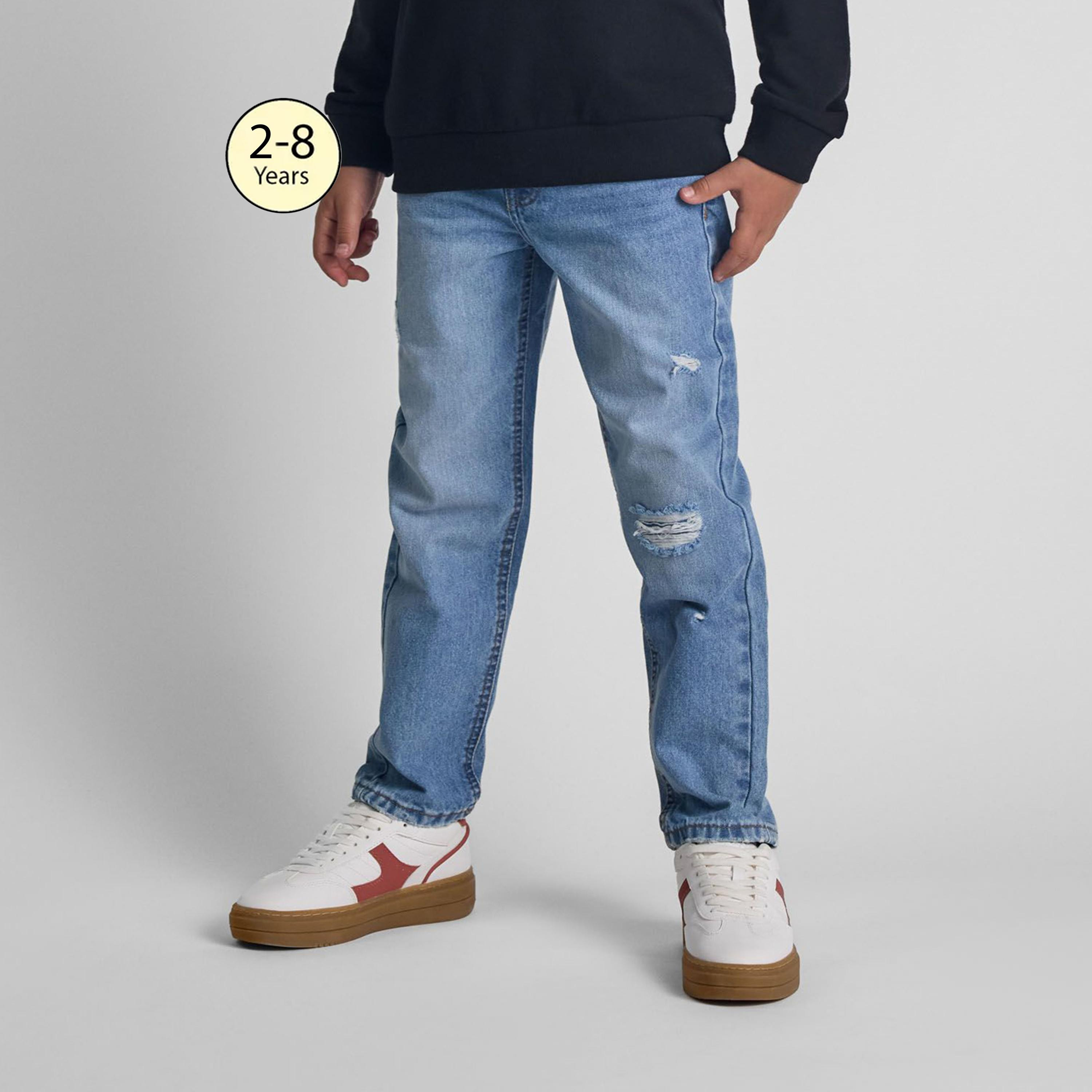 بنطلون جينز من القطن المنقوش بزر عند الخصر من مينوتي-boys-clothing-bottoms-jeans-image-1