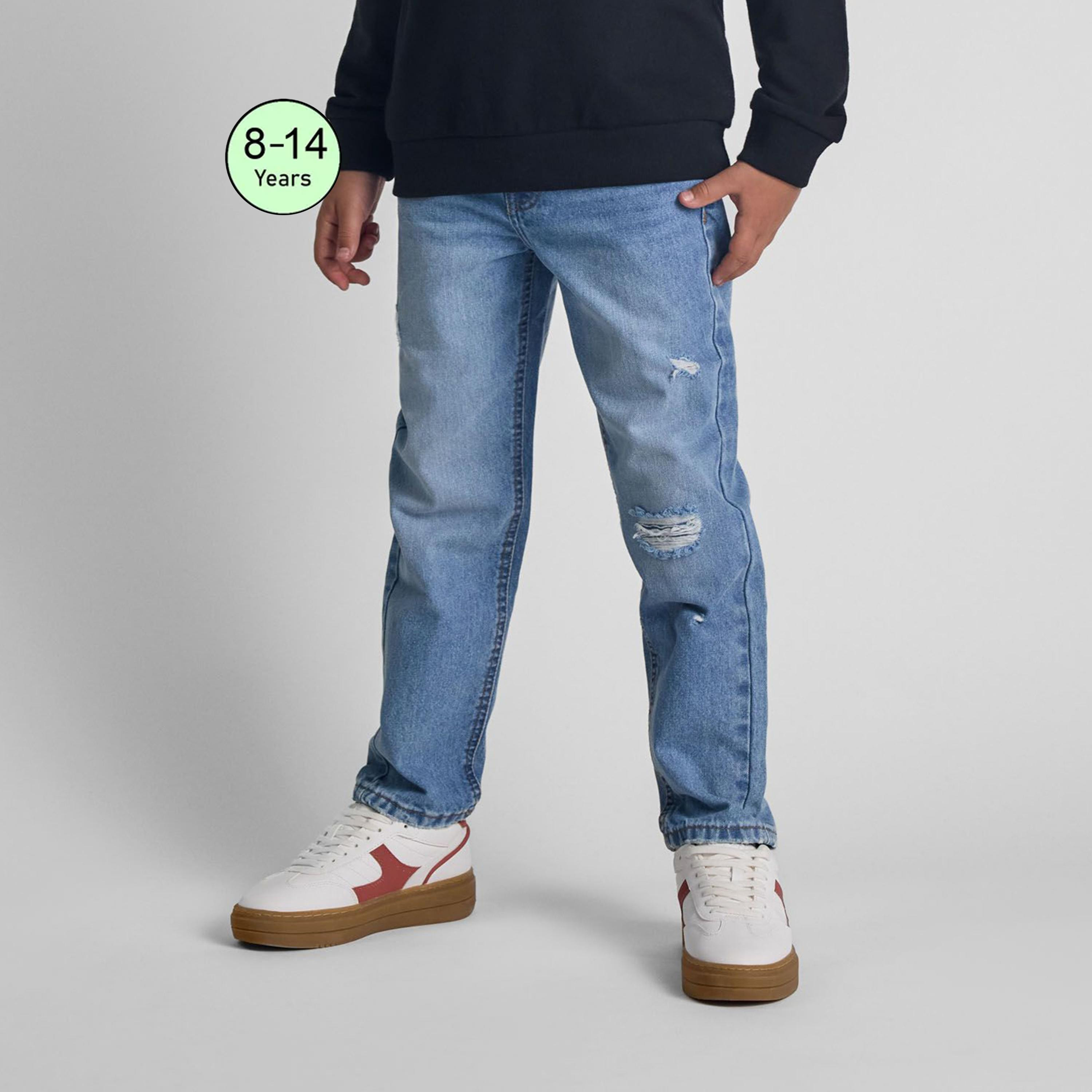 Minoti Printed Button Waist Cotton Jeans-boys-clothing-bottoms-jeans-image-1