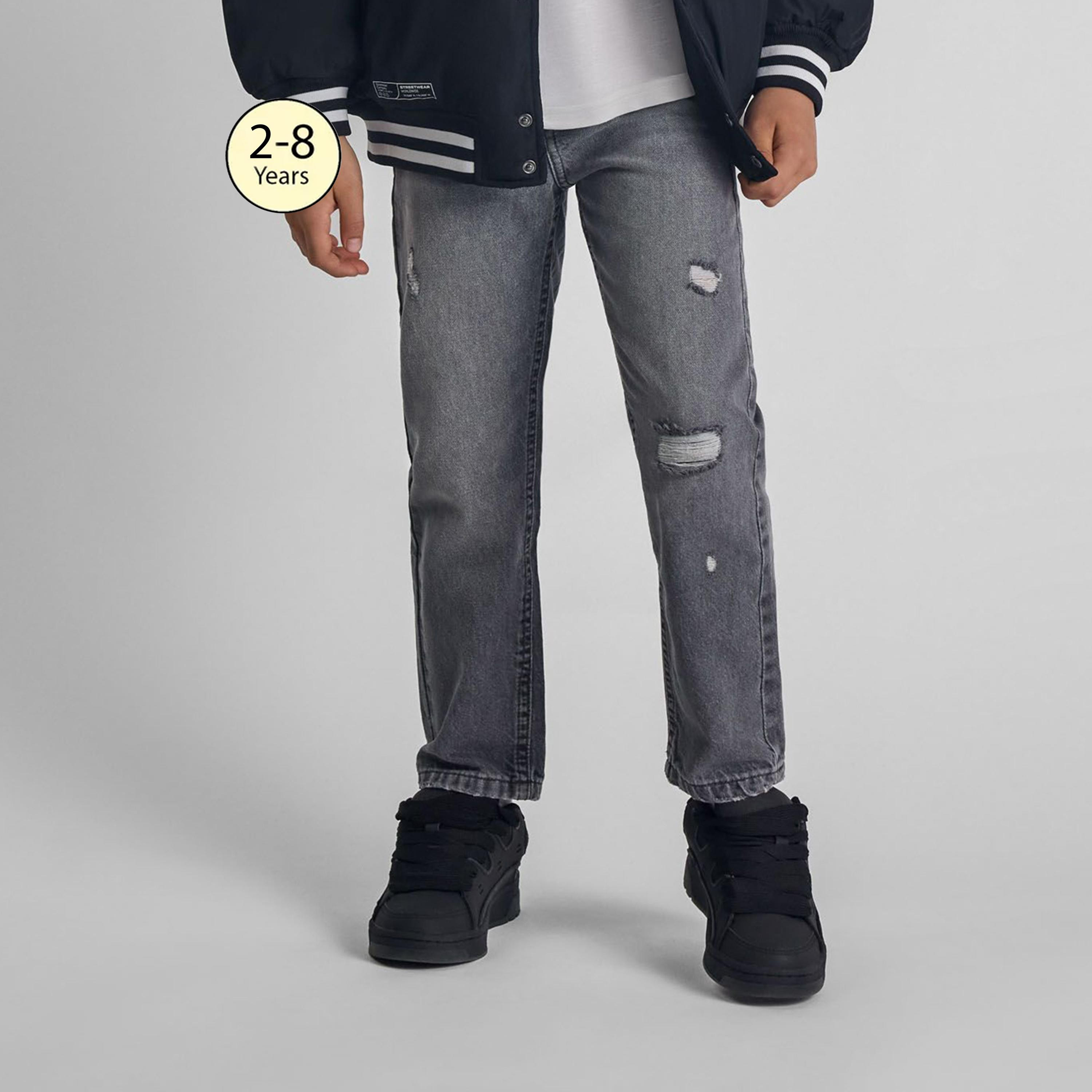 Minoti Printed Button Waist Cotton Jeans-boys-clothing-bottoms-jeans-image-1