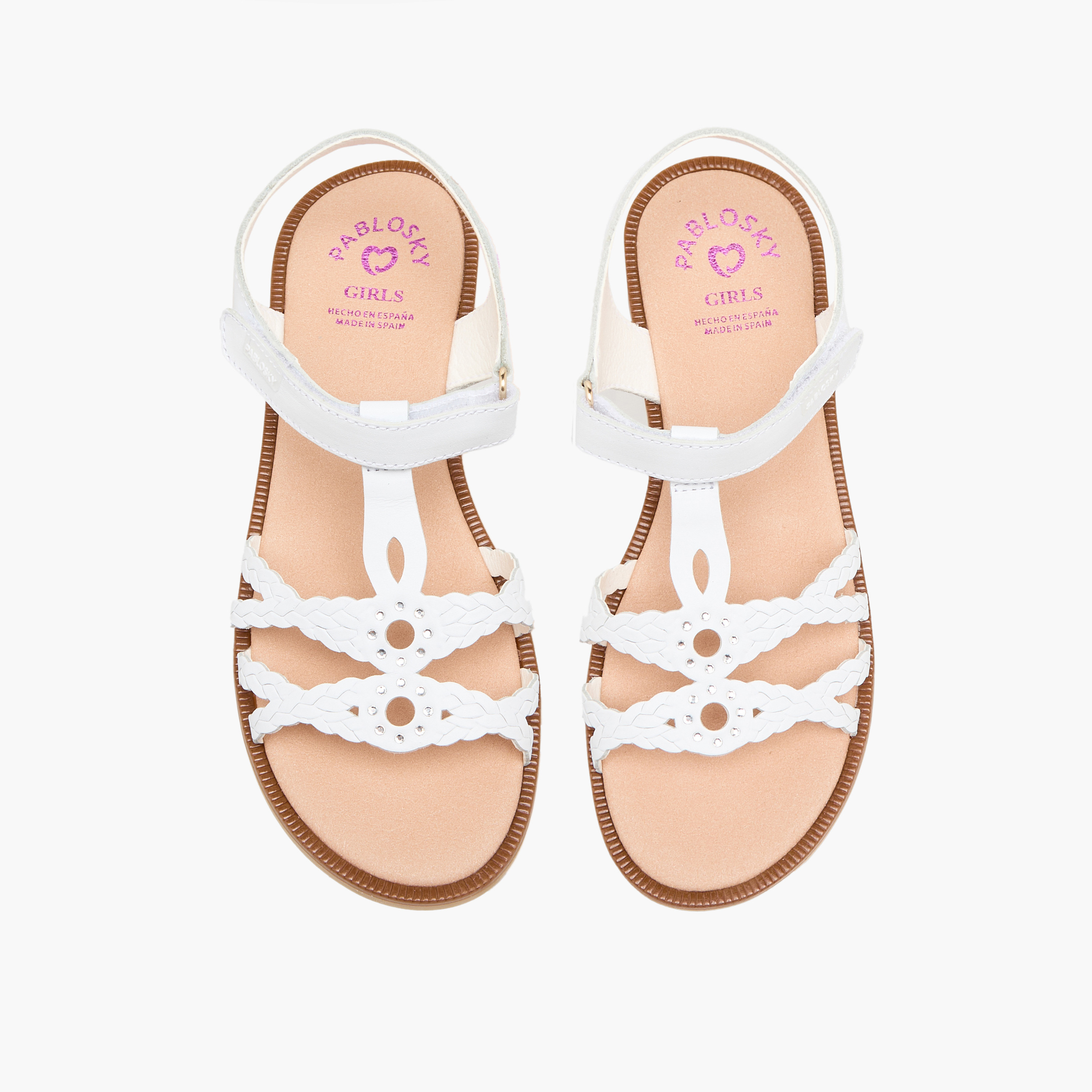 Pablosky Girls Embellished Cross Strap Sandals-girls-shoes-sandals-image-1