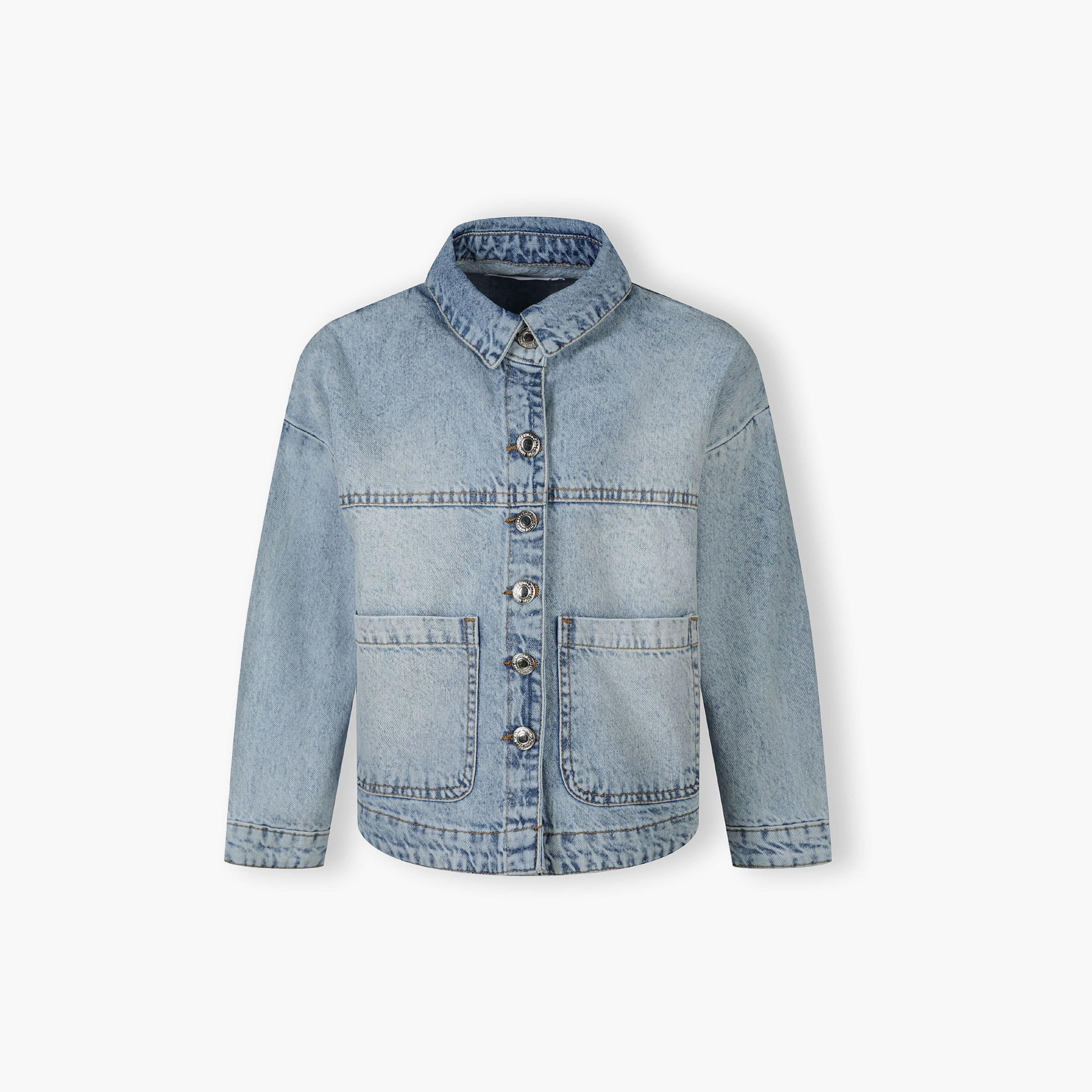 Minoti Oversized Denim Long Sleeves Solid Jacket-girls-clothing-jacketsandcoats-image-2