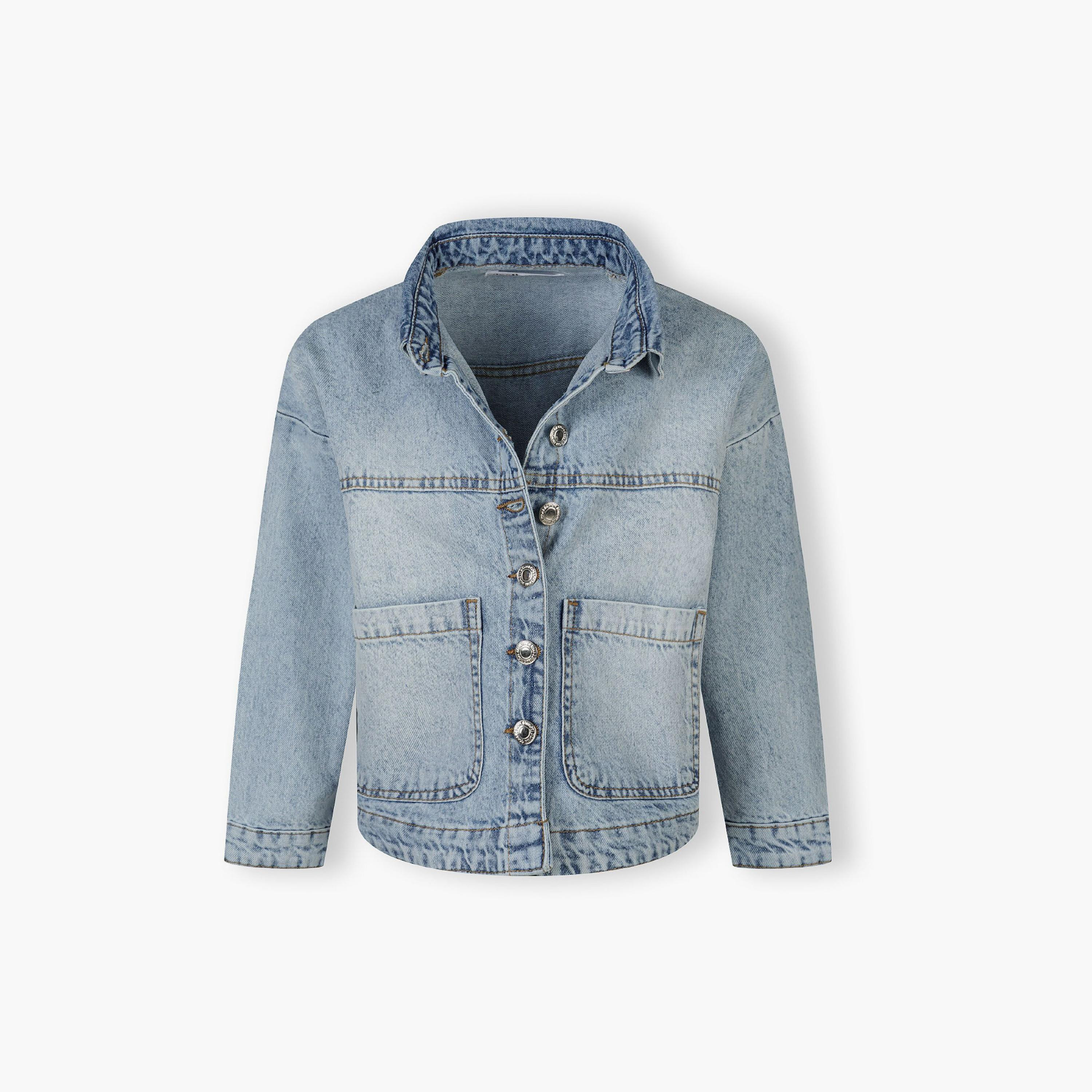 Minoti Oversized Denim Long Sleeves Solid Jacket-girls-clothing-jacketsandcoats-image-4