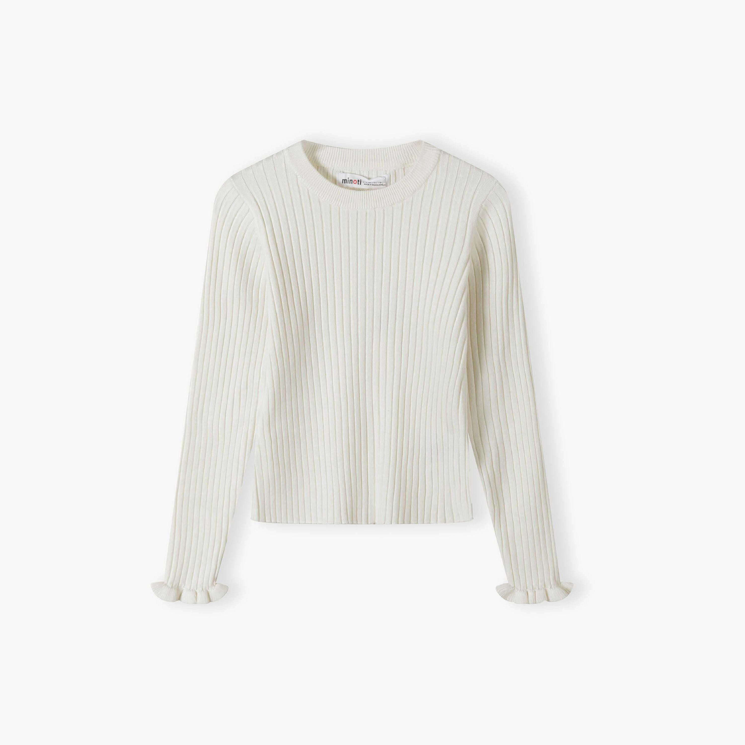 سترة بأكمام طويلة من الفيسكوز السادة مع أساور كشكشة من مينوتي-girls-clothing-jumpersandcardigans-image-2