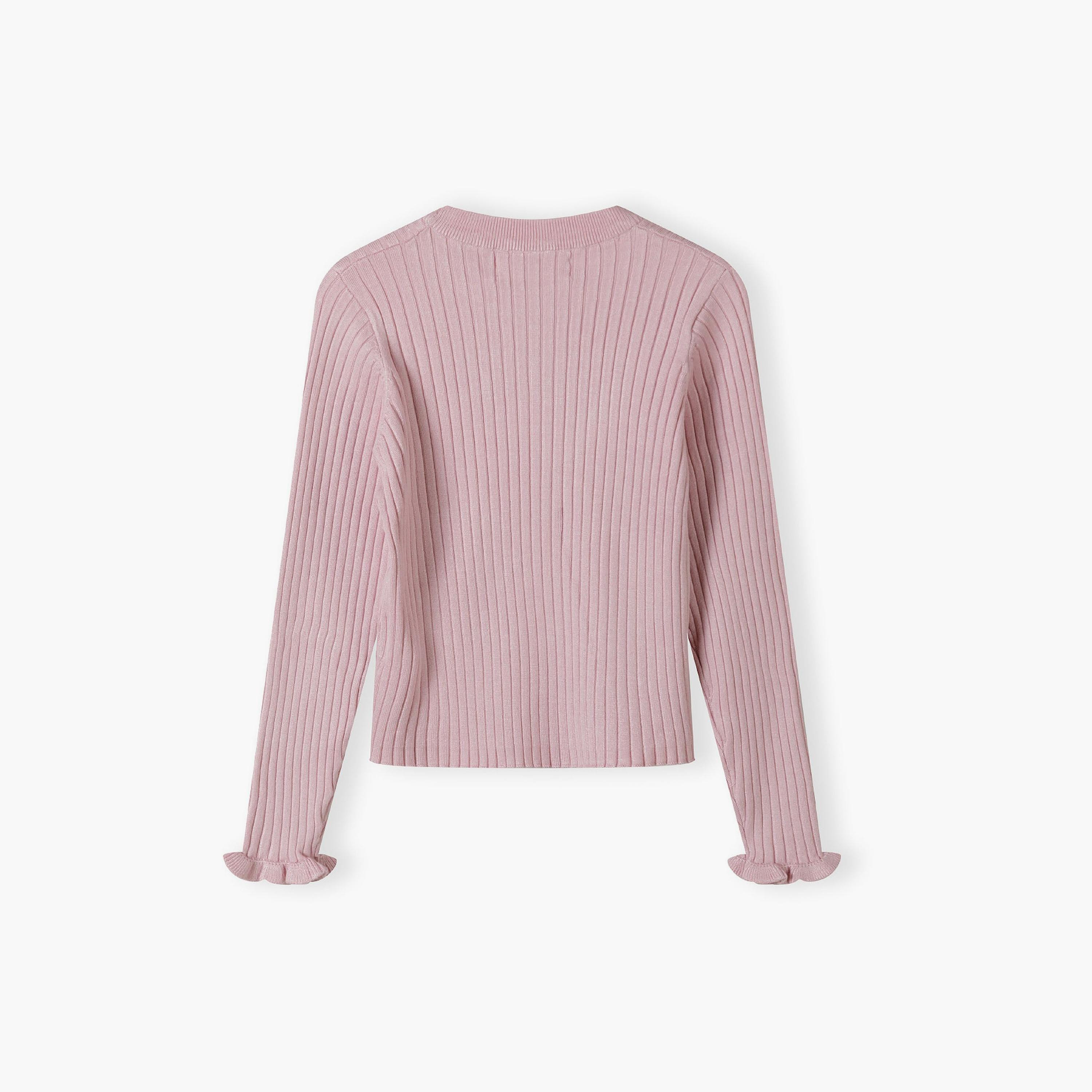 Minoti Long Sleeves Solid Viscose Blend Jumper with Frill Cuffs-girls-clothing-jumpersandcardigans-image-3