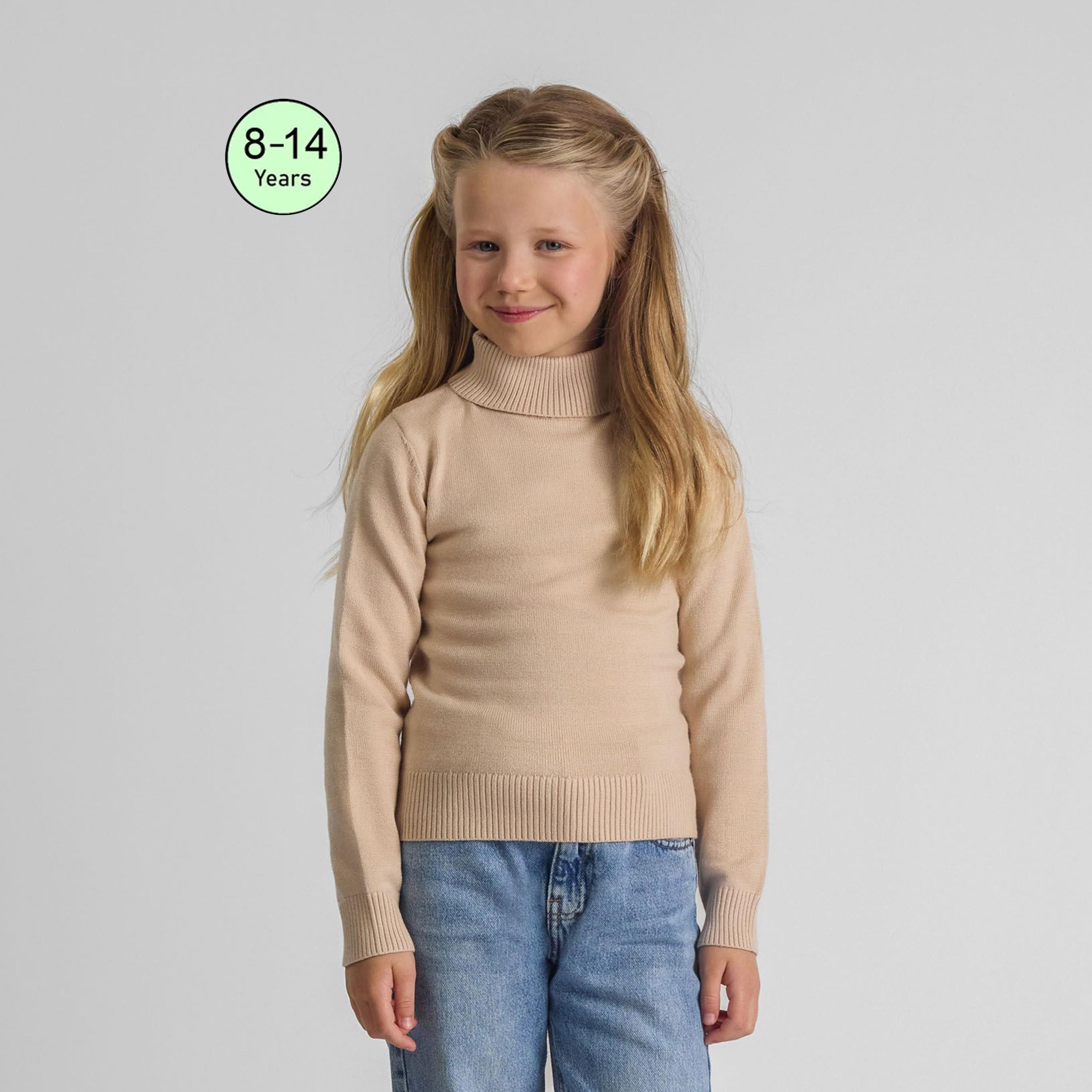 سترة بأكمام طويلة من الفيسكوز السادة برقبة عالية من مينوتي-girls-clothing-jumpersandcardigans-image-1